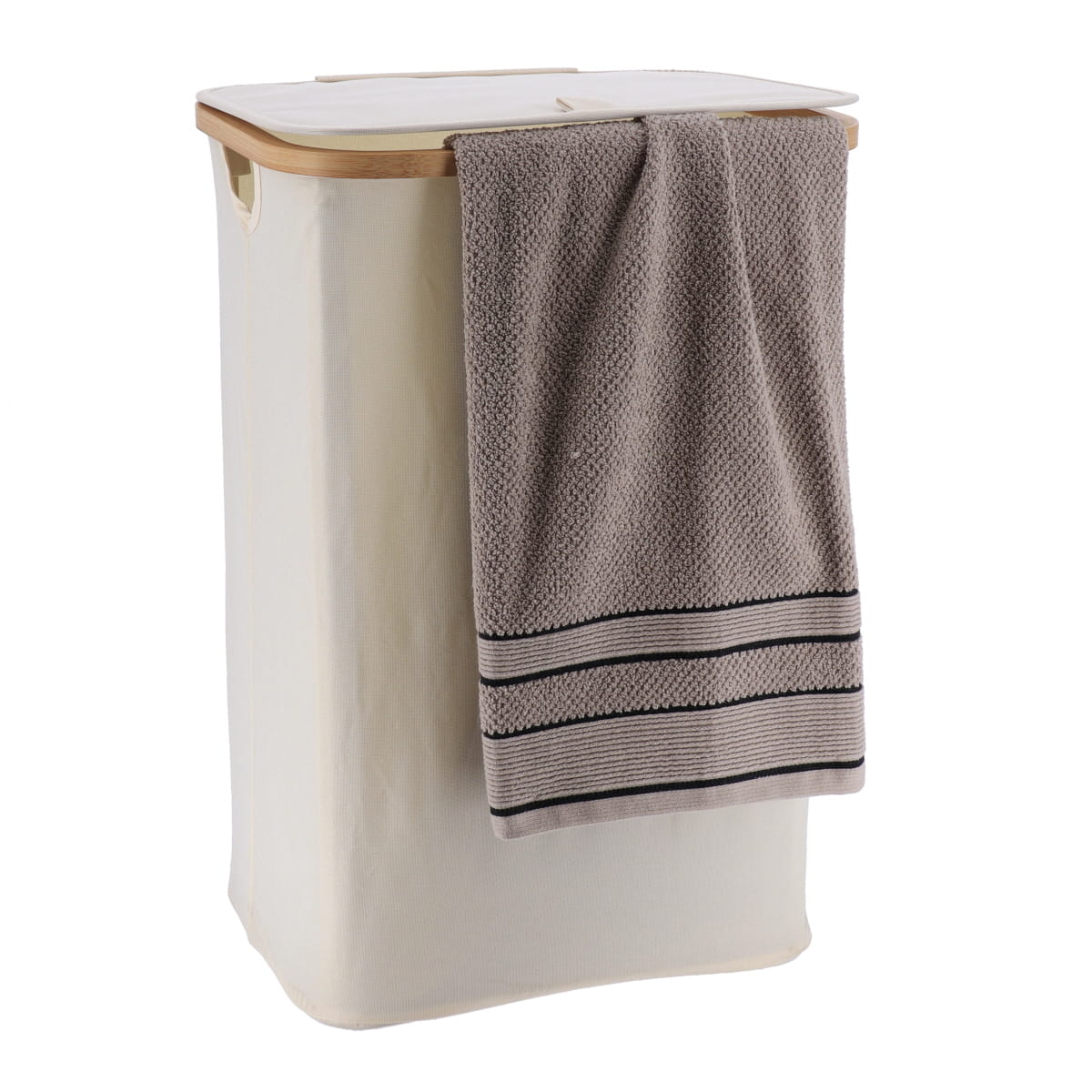Foldable Laundry Basket with Lid & Bamboo Frame - 70L Large Capacity - Natural Bamboo Storage Bin - Perfect for Laundry Room, Bedroom, or Dorm Organization