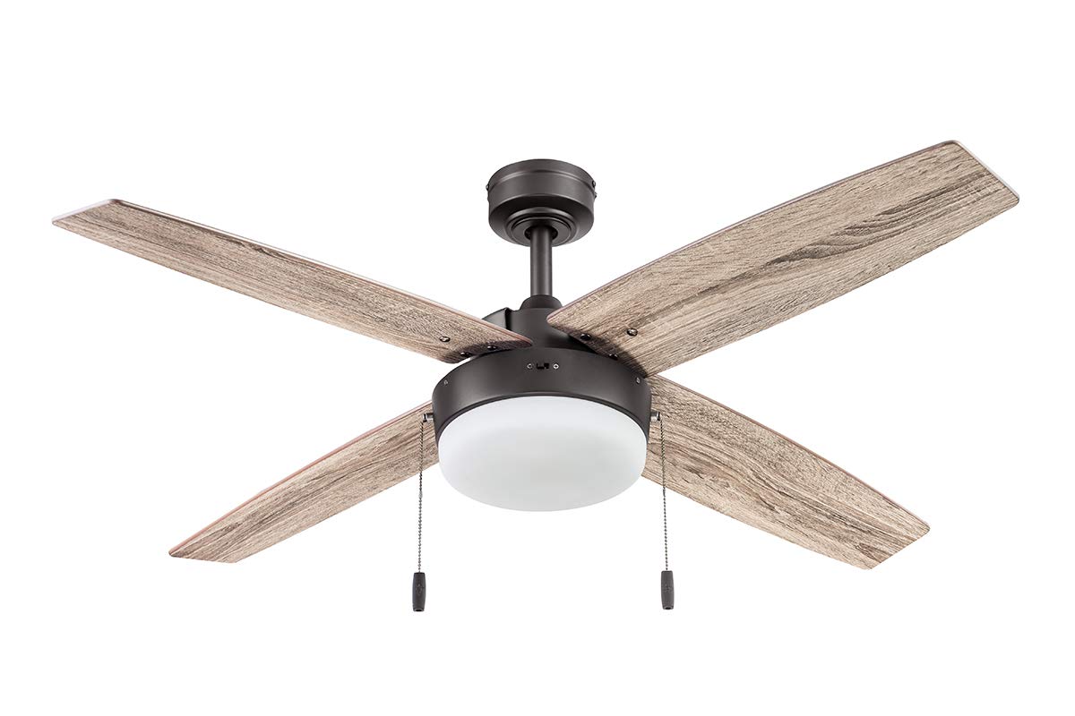 Prominence Home Ceiling Fan with Light and Remote Control - 52 Inch Modern Flush Mount Fan - Quiet Reversible Motor - Ideal for Bedroom, Living Room, and Office
