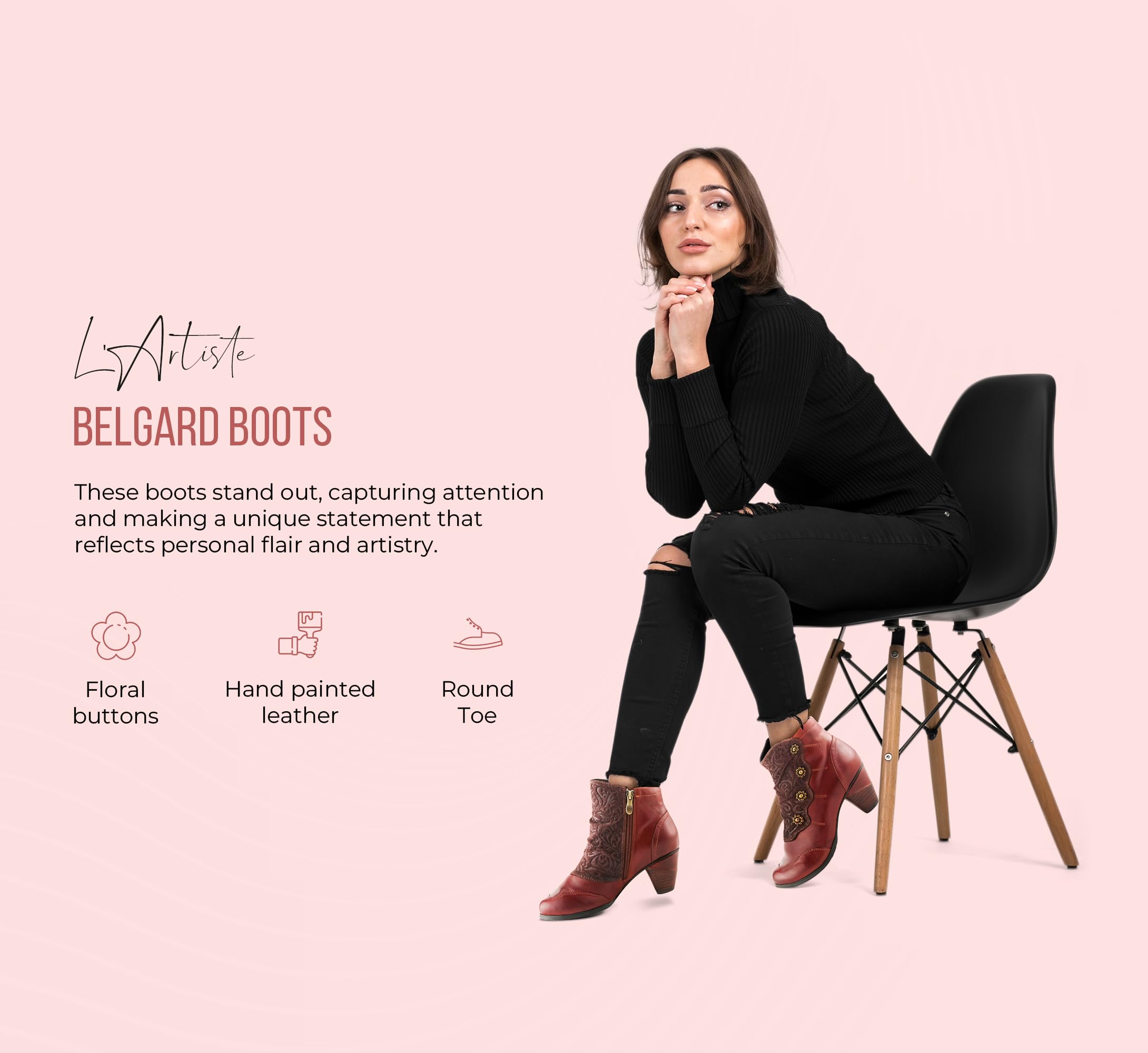 L'Artiste by Spring Step Women's Belgard Ankle Bootie - Stylish Comfort Boots for Women, Fashionable Low Heel Ankle Booties - Perfect for Office, Casual Outings & Fall/Winter Wear