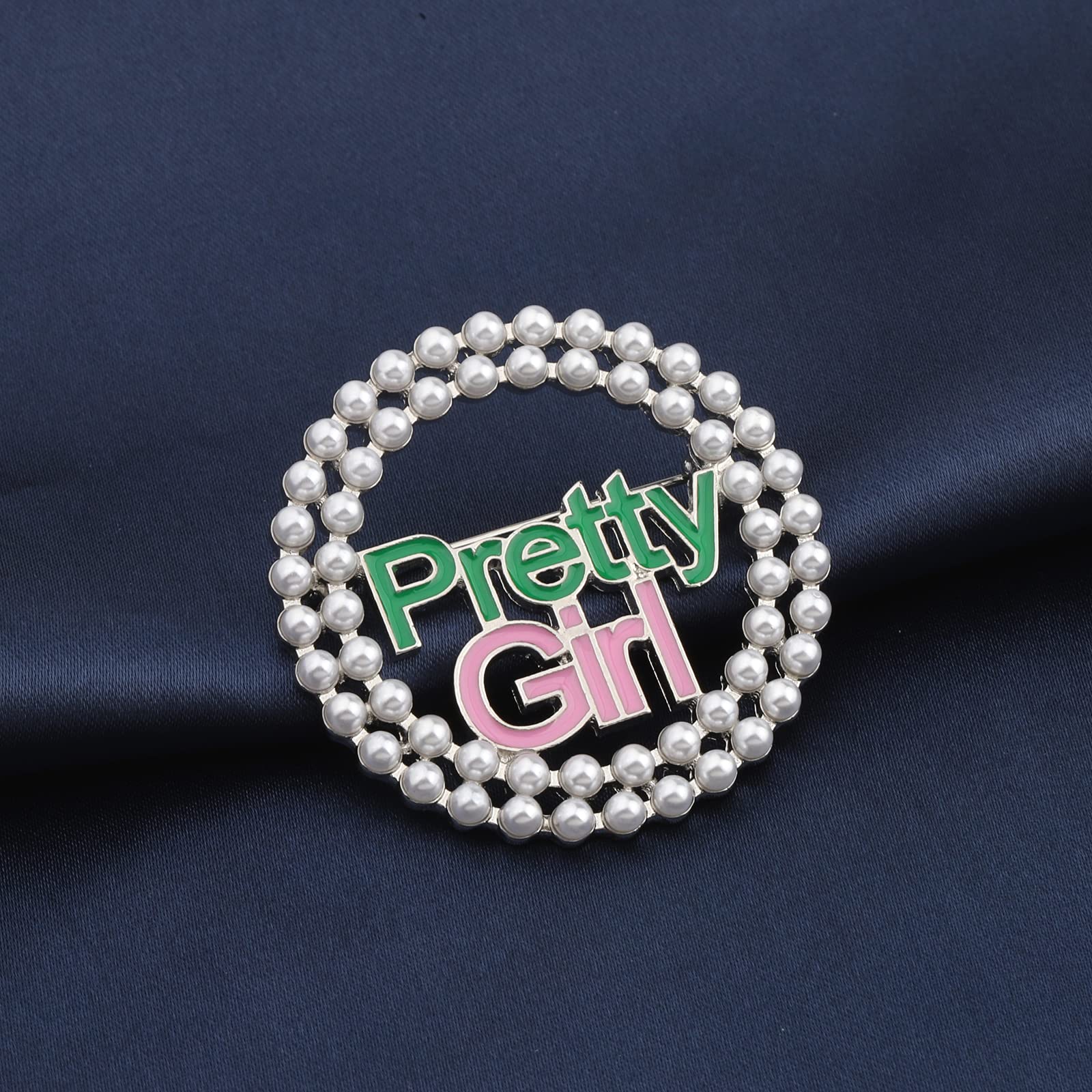 POTIY Pink & Green Sorority Graduation Gift - Elegant Pearl Brooch Pin for Women | Perfect for Sorority Sisters, Graduation Parties & Special Occasions