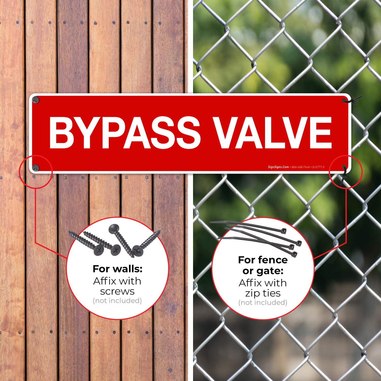 Fire Safety Bypass Valve Sign - 3x12 Inches Rust-Free .040 Aluminum, Fade Resistant for Indoor/Outdoor Use - Made in USA - Ideal for Fire Stations, Industrial Facilities & Emergency Exits - Perfect for Workplace Safety Compliance and Emergency Preparedness