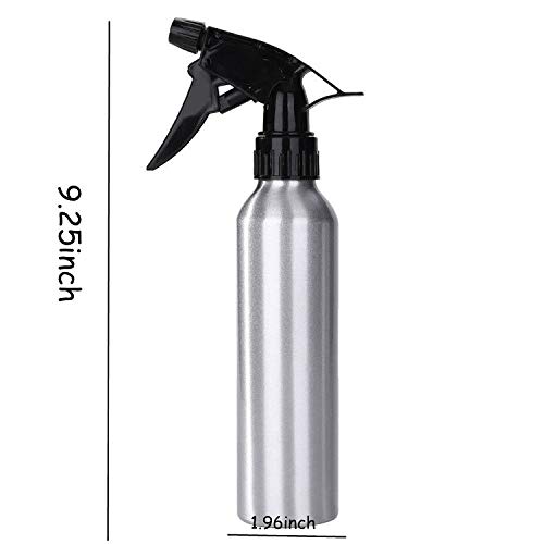 2 Pack 250ml Empty Aluminum Spray Bottles with Reliable Sprayer - Refillable Atomizer Mist Perfume Bottle for Hairdressing, Green Soap, Flowers & Water - Perfect for Salon, Gardening, DIY Beauty and Home Cleaning