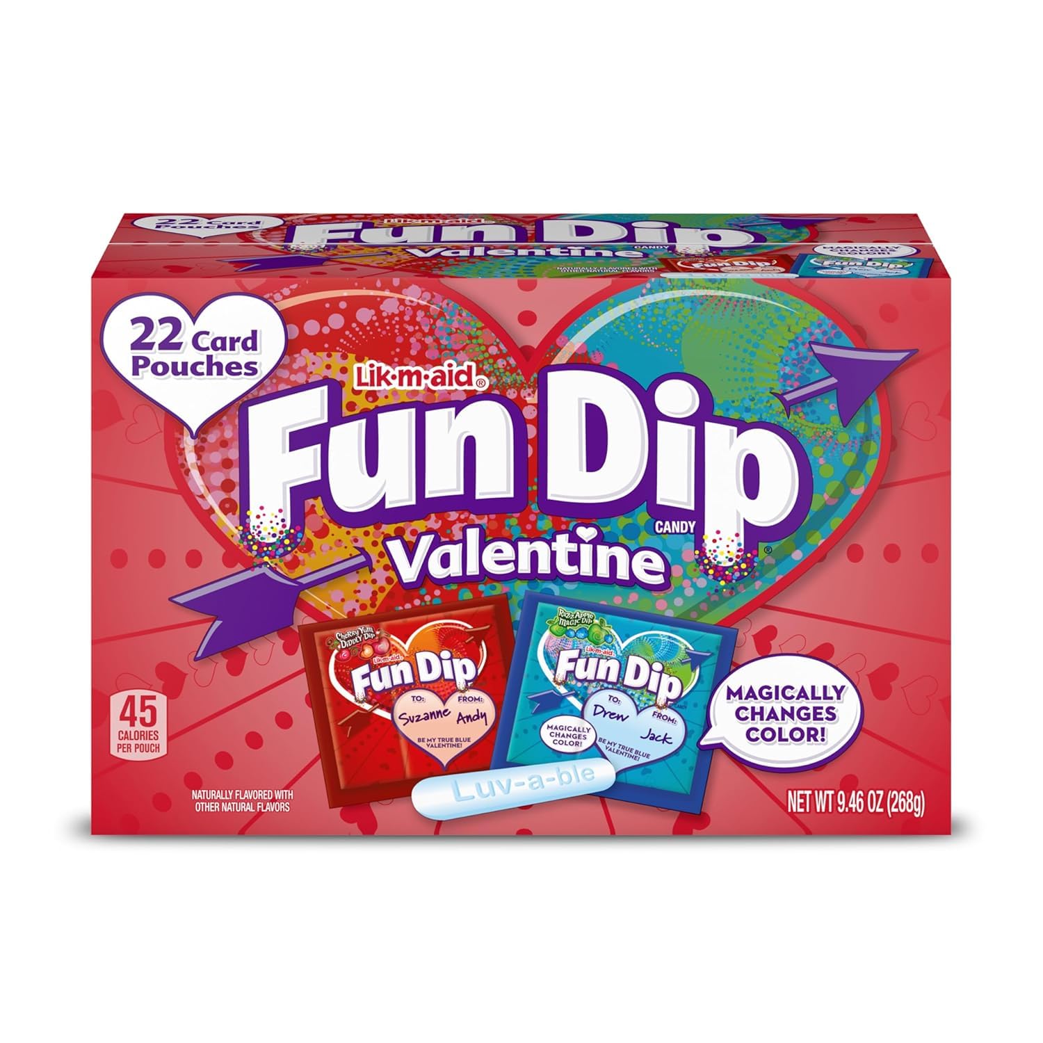 Wonka Fun Dip Valentine's Day Candy Kit - 22 Count Assorted Flavors for Kids, Parties, Gifts & Classroom Treats