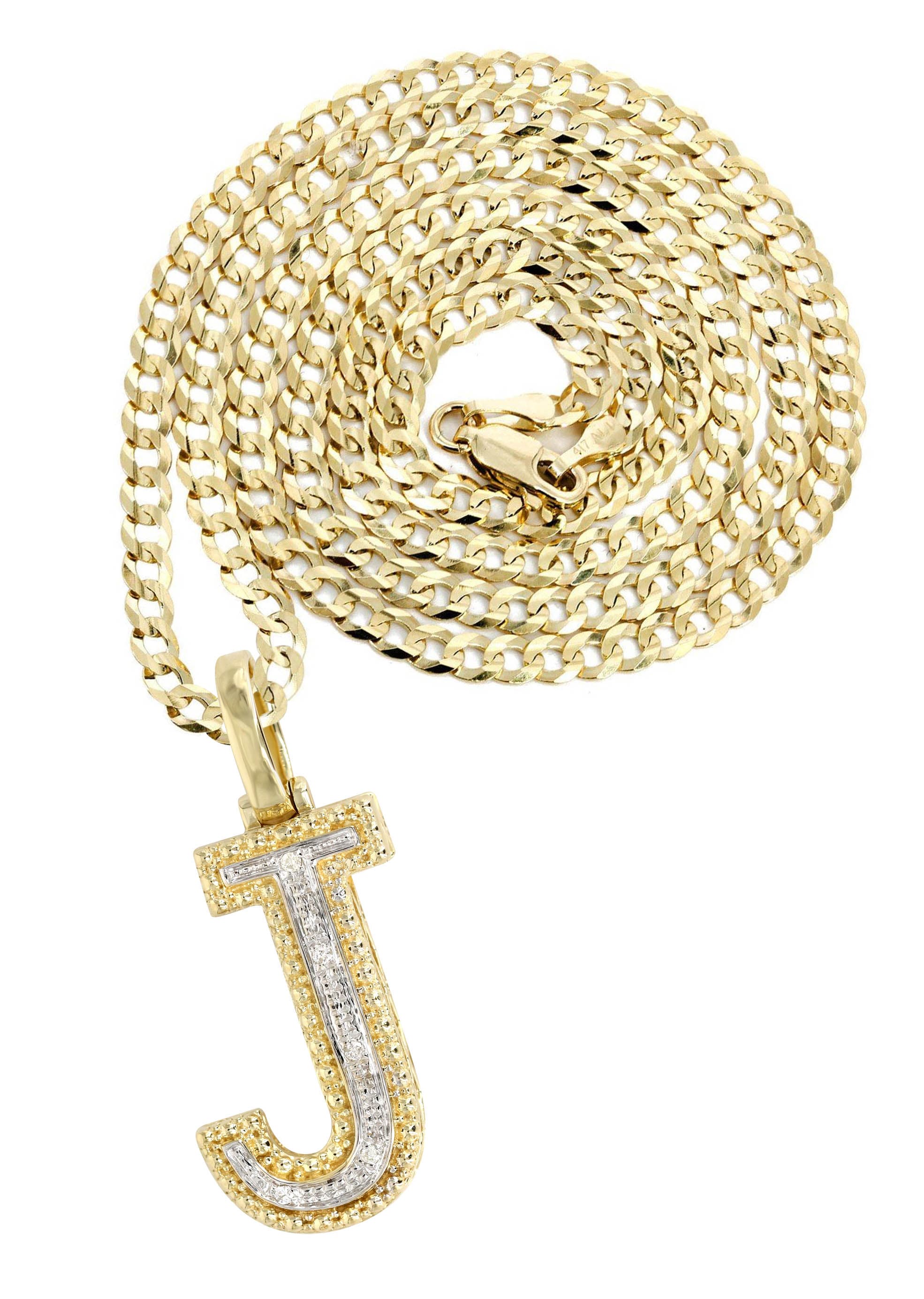 10K Yellow Gold Diamond Letter J Necklace - 12.6 Grams | Elegant Initial Jewelry for Women, Perfect Gift for Birthday, Anniversary & Valentine's Day