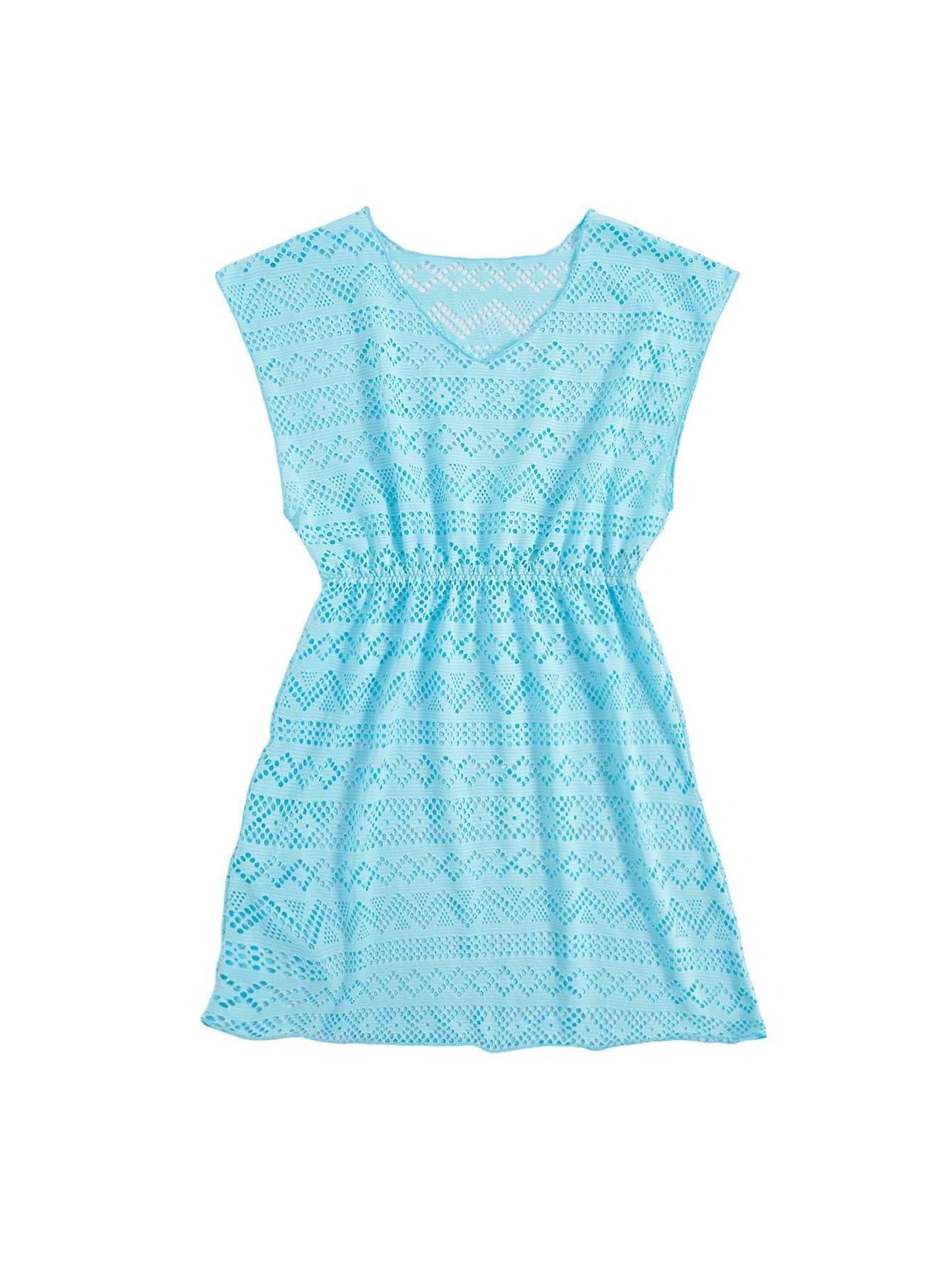 Milumia Girls' Eyelet Hollow Beach Cover Up Swimsuit - Lightweight Summer Swimwear for Pool, Beach & Vacation - Perfect for Swimming, Sunbathing & Outdoor Activities