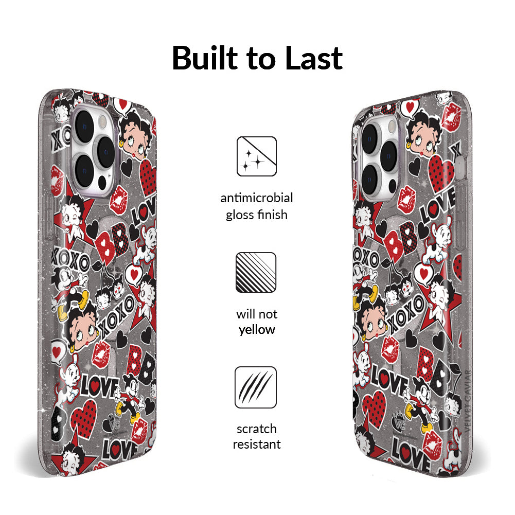 Betty Boop Glitter iPhone Case - Stylish & Protective Phone Cover for iPhone 13/14/15 Pro Max, Sparkly Fashion Accessory - Perfect for Parties, Daily Use & Gift Giving