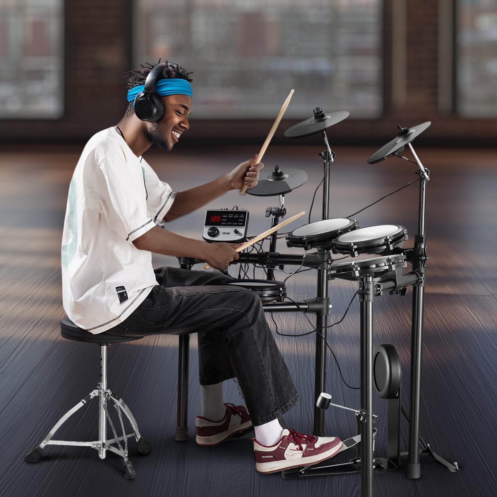 VEVOR Electric Drum Set for Beginners & Adults - 32 Drum Kits, 480 Sounds, USB MIDI Support, 8