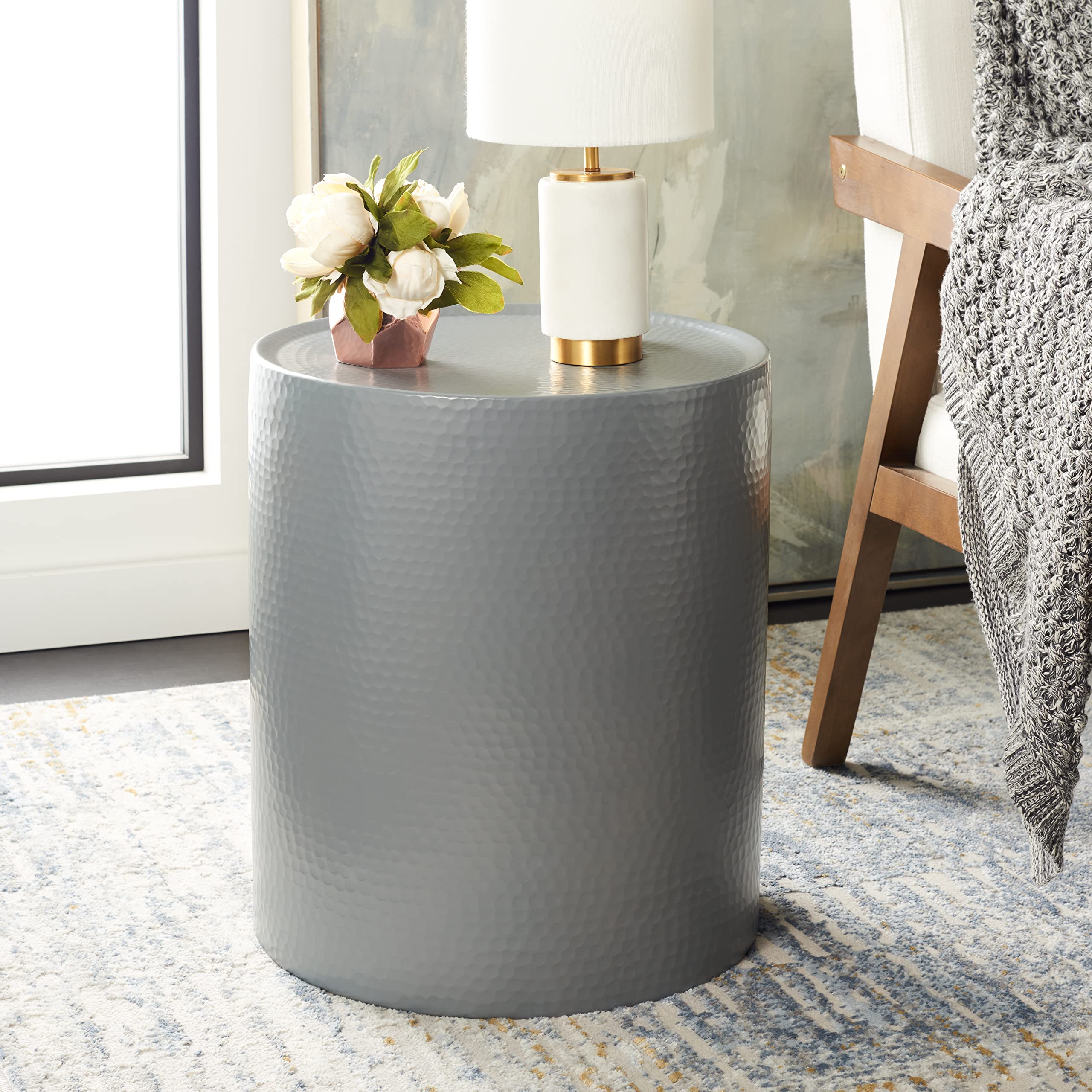 Safavieh FOX5502 Modern Dark Grey Side Table - Nightstand, Living Room, Bedroom Accent Furniture for Home Decor