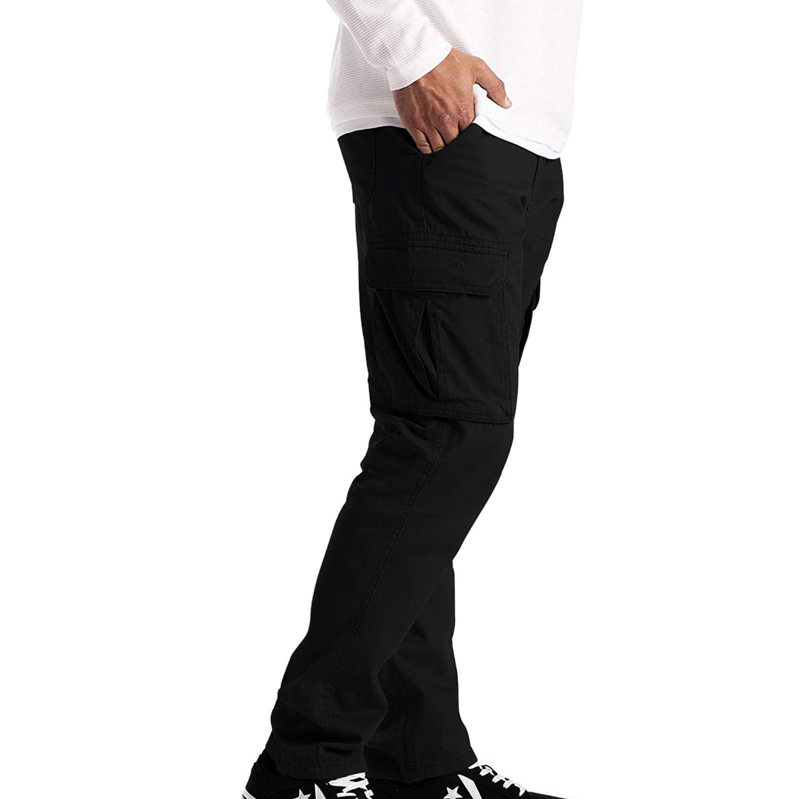 Men's Cargo Pants - 6 Pocket Tactical Combat Work Pants | Durable Workwear Trousers for Outdoor, Hiking & Construction | Black