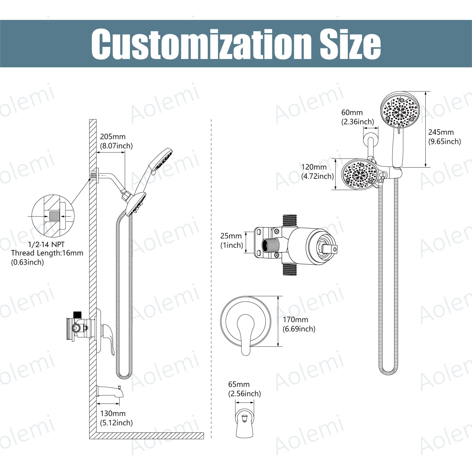 Aolemi Oil Rubbed Bronze Shower Faucet Set - 8-Setting Dual Shower Head & Handheld Spray System with Tub Spout, Rain Shower Head & Pressure Rough-in Valve | Perfect for Bathroom Renovation & Luxury Spa Experience