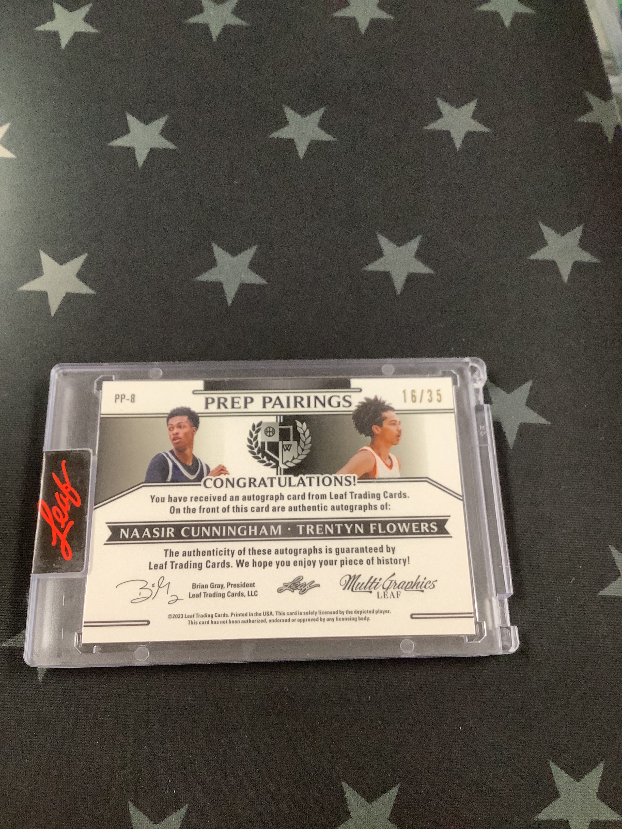 2023 Leaf Prep Pairings Cunningham/Flowers Auto #PP 8/35 - Rare Football Trading Card for Collectors & Fans - Perfect for Display, Investment & Gifting