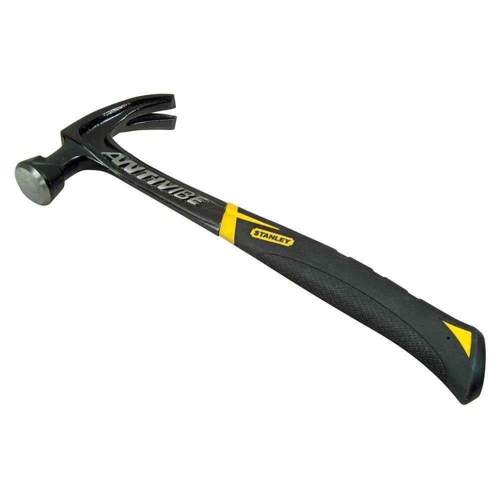 Stanley FMHT1-51277 1.25lbs Curved Claw Hammer - Heavy Duty Steel Construction with Shock Reduction Grip (Black/Yellow) - Perfect for Carpentry, Construction, DIY Home Projects & Woodworking