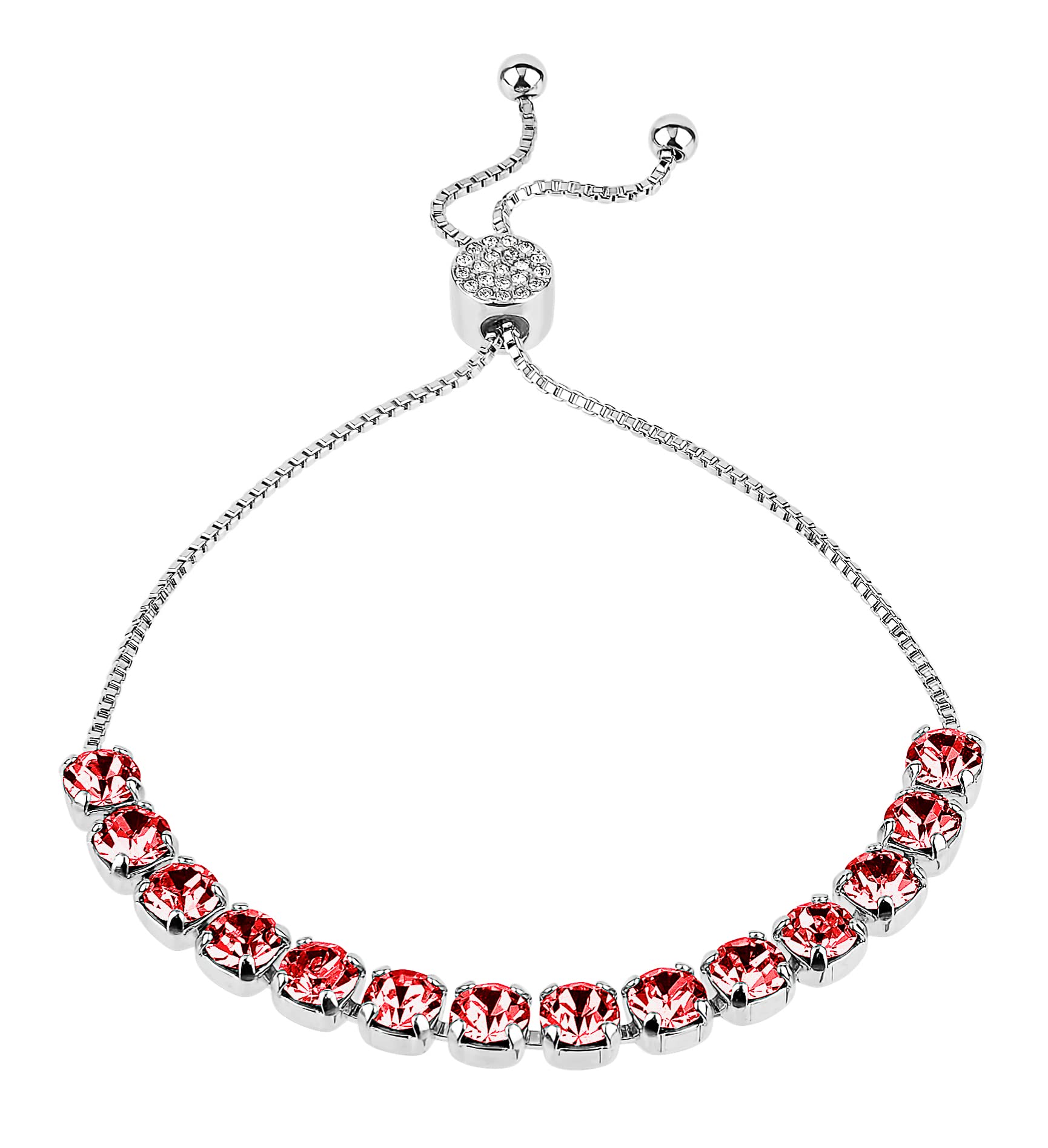 INSPIRED VOICES Adjustable Lariat Tennis Bracelet for Women - Sparkling Rhinestone Cuff Bracelet in Blue, Pink, Purple | Perfect for Parties, Weddings & Everyday Elegance
