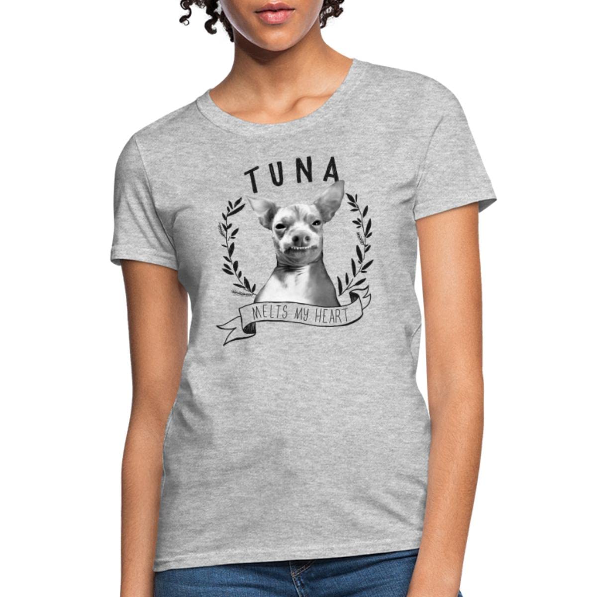 Spreadshirt 'Tuna Melts My Heart' Graphic Women's T-Shirt - Funny Cat Lover Tee for Casual Wear & Gifts