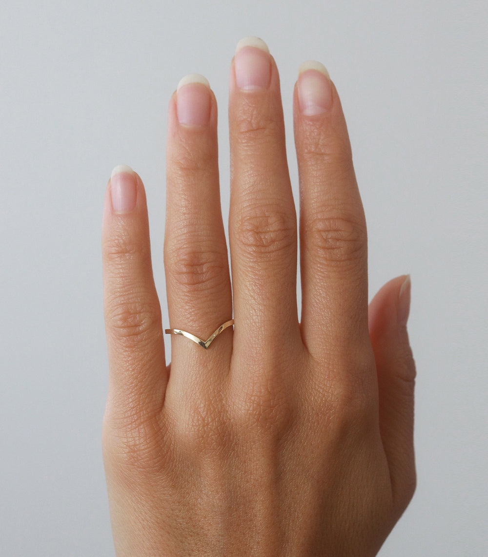 Large Chevron Nesting Wedding Band - Stackable Diamond Ring for Women, Perfect for Bridal Sets, Anniversaries & Everyday Elegance