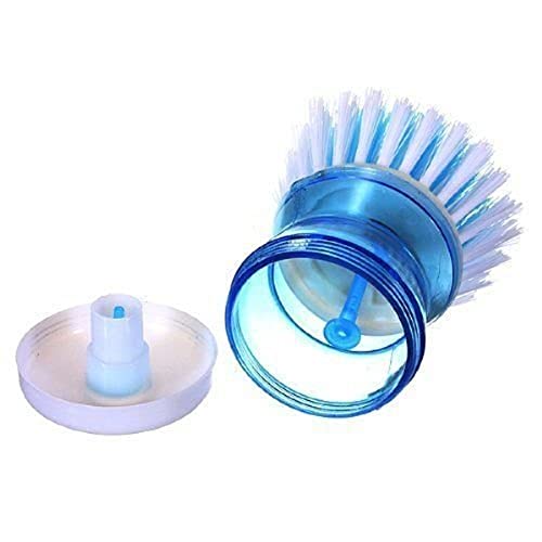 RADHIKA Plastic Cleaning Brush with Soap Dispenser - Kitchen Sink & Dishwasher Scrubber - Wash Basin Cleaning Brush with Built-in Liquid Soap Dispenser (Pack of 1, Multicolor) - Perfect for Kitchen Cleaning, Dish Washing & Bathroom Sink Scrubbing