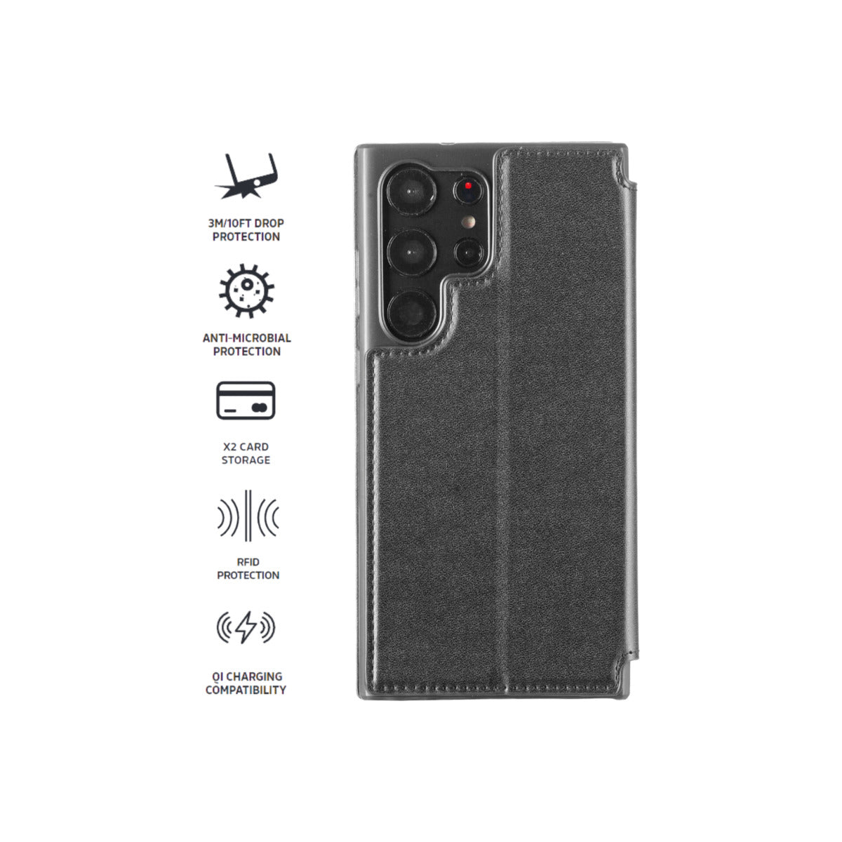 3sixT SlimFolio Protective Phone Case for Samsung Galaxy S23 Ultra - Ultra Thin & Lightweight Cover with Card Slots - Perfect for Work, Travel & Everyday Use