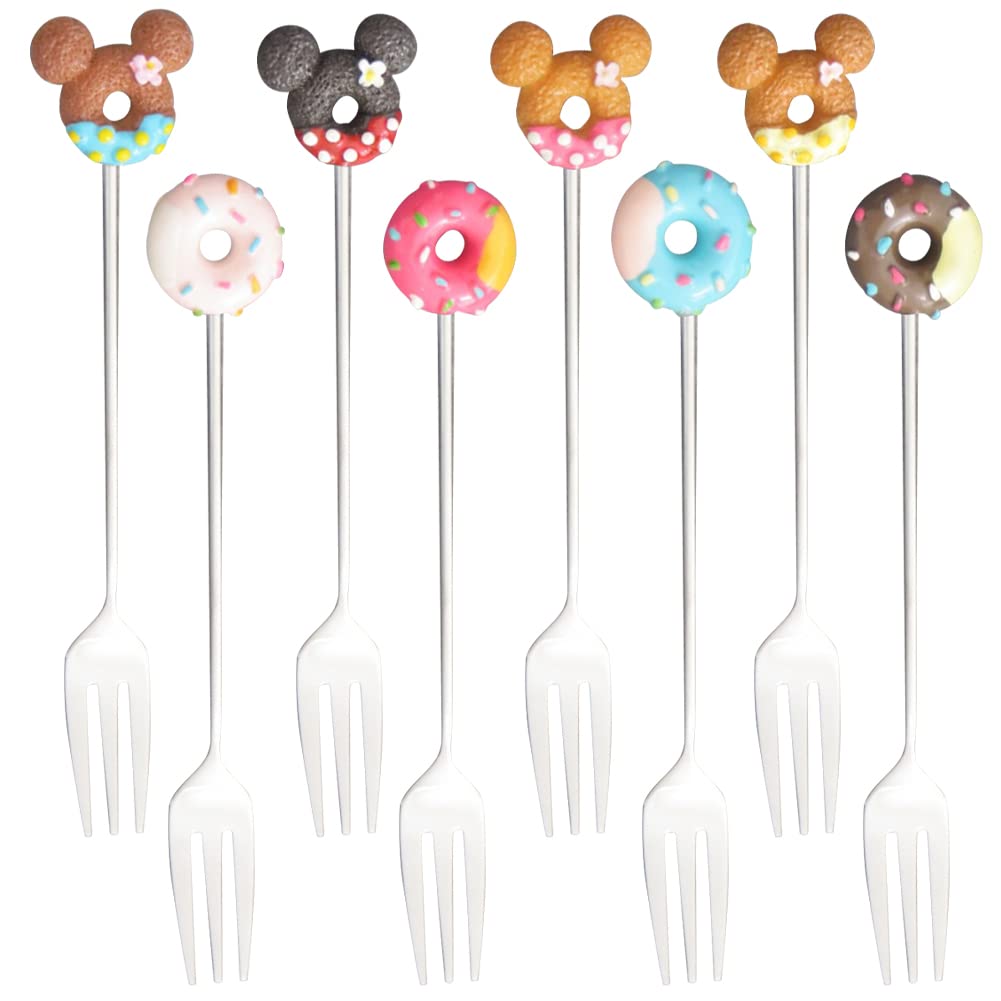 JOONOR 8-Piece Donut-Shaped Stainless Steel Forks for Desserts & Salads