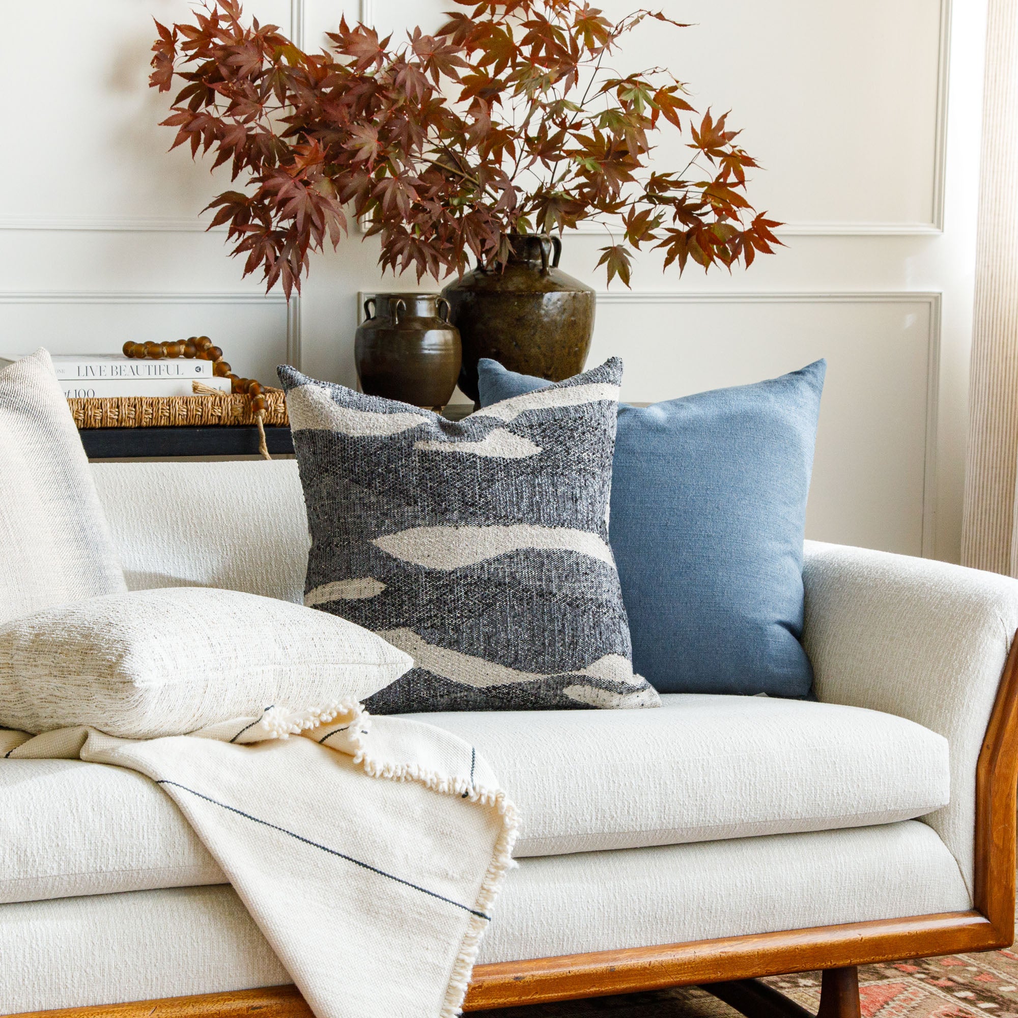Premium Alo 20x20 Denim Throw Pillow Cover - Soft Decorative Cushion for Sofa, Bed & Home Decor - Perfect for Living Room, Bedroom & Dorm Styling
