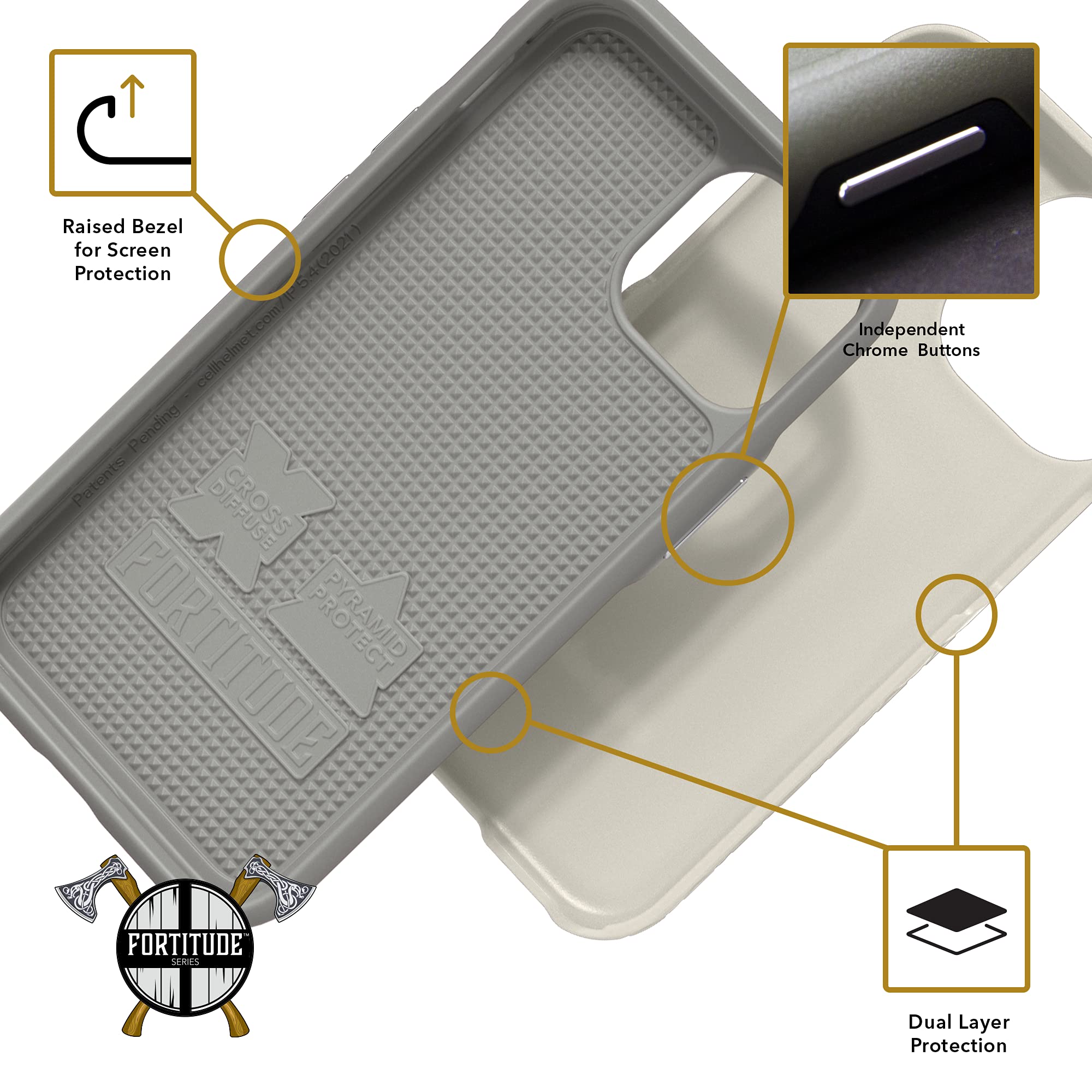 Cellhelmet Fortitude Series Shockproof & Scratch-Resistant iPhone 13 Mini Case (Gray) | As Seen on Shark Tank | Retail Packaging | Perfect for Outdoor Adventures & Daily Protection