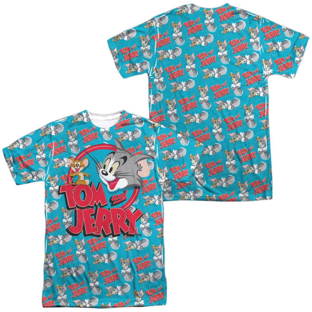Tom and Jerry Double Trouble Front & Back Print Unisex Sublimated T-Shirt for Men & Women - Perfect for Casual Wear, Cosplay, and Gift Giving