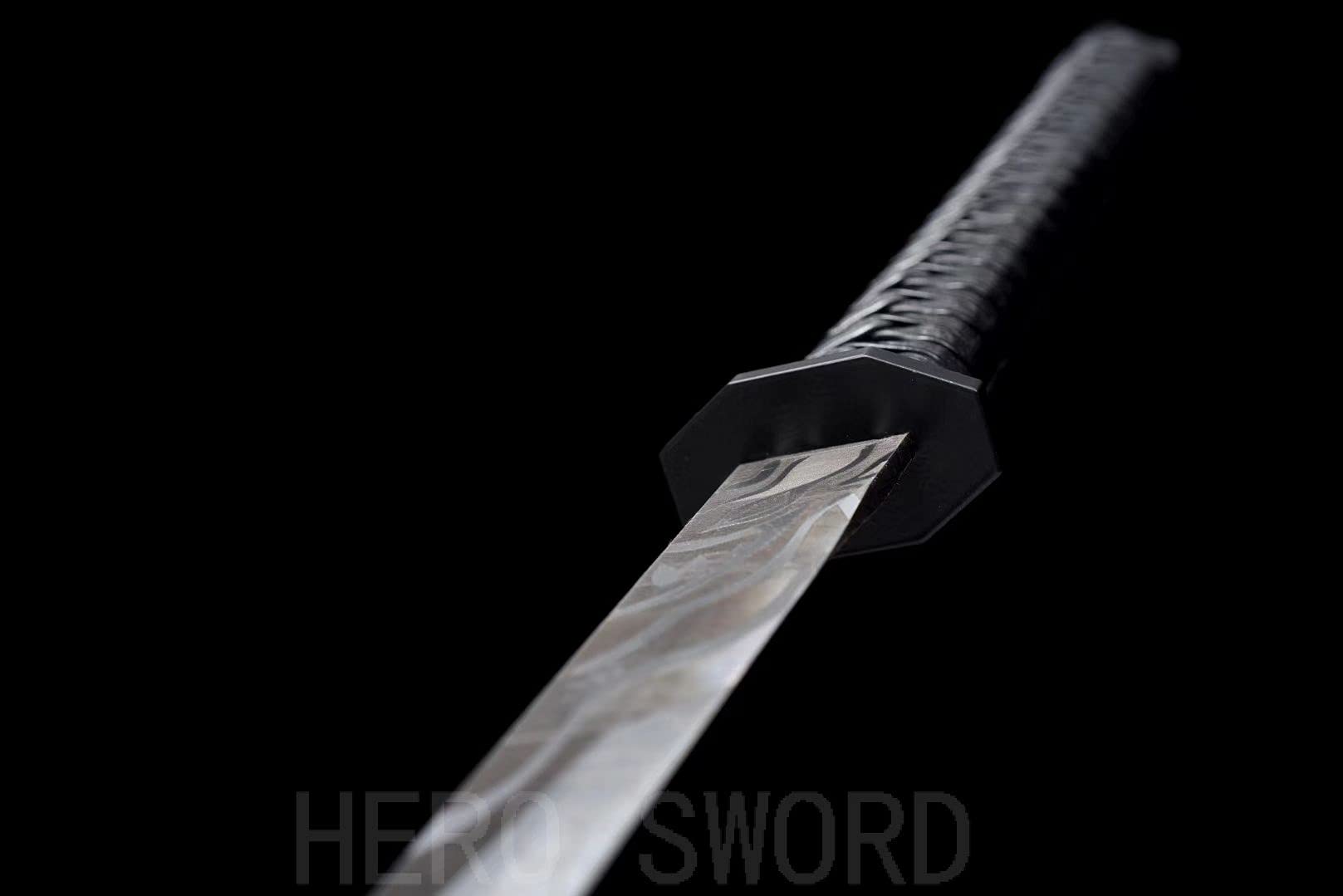 Assassin Five Six Seven Anime Replica Cosplay Katana - Shadow 柒 Japanese Samurai Sword with Blue Blade | Handmade 9260 Spring Steel | Perfect for Cosplay, Anime Conventions & Collectors (#5)