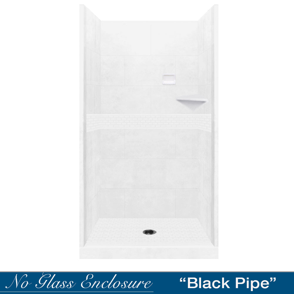 Alcove Natural Buff Sistine Stone & Classic Stone Accent DIY Shower Remodel Kit - Easy Bathroom Upgrade for Home Renovation Projects
