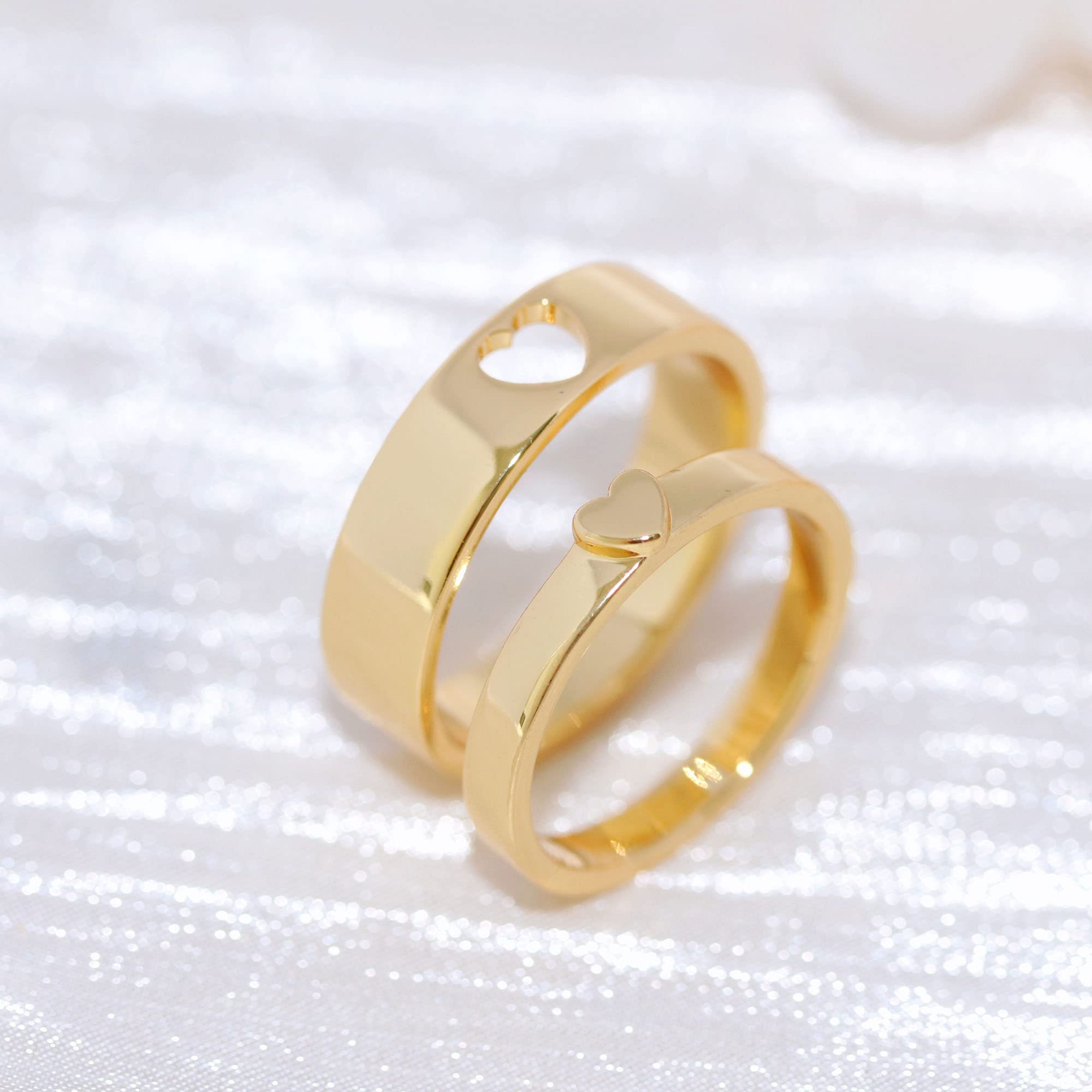 Personalized 925 Sterling Silver Couple Rings - Matching Heart Promise Rings for Him & Her, Custom Engagement Wedding Band Sets | Perfect for Anniversaries, Proposals & Romantic Gifts