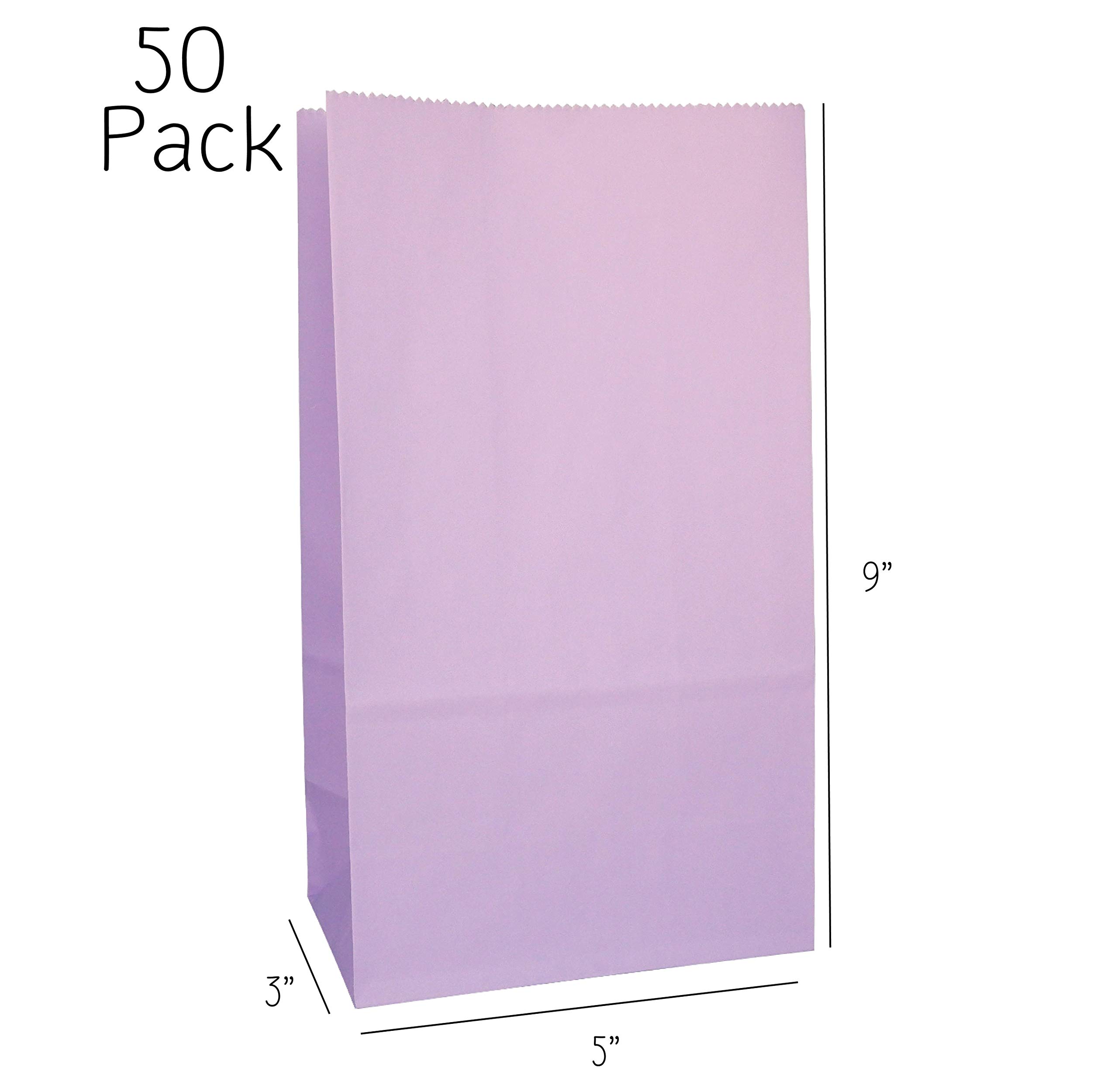 50 Pack Kraft Paper Goodie Bags - Pastel Party Favor Bags for Birthday, Easter & Theme Parties (5