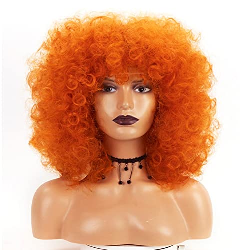 ReiaRinz Short Curly Wigs for Black Women - Afro Wigs with Big Bouncy Curls | Natural Looking Synthetic Hair | Perfect for Cosplay, Daily Wear & Special Occasions