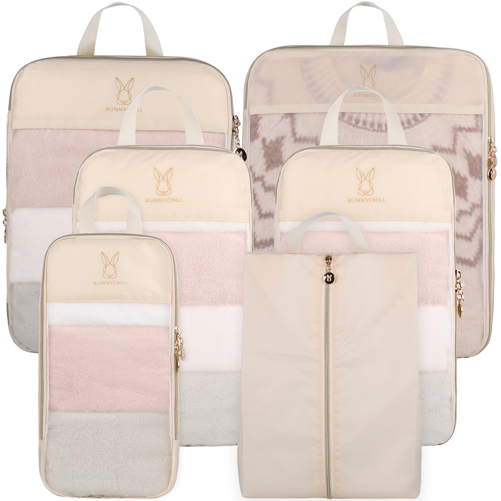 Expandable Mesh Compression Packing Cubes for Travel - Lightweight Luggage Organizer Set with See-Through Design | Perfect for Suitcases, Backpacks & Carry-On Essentials