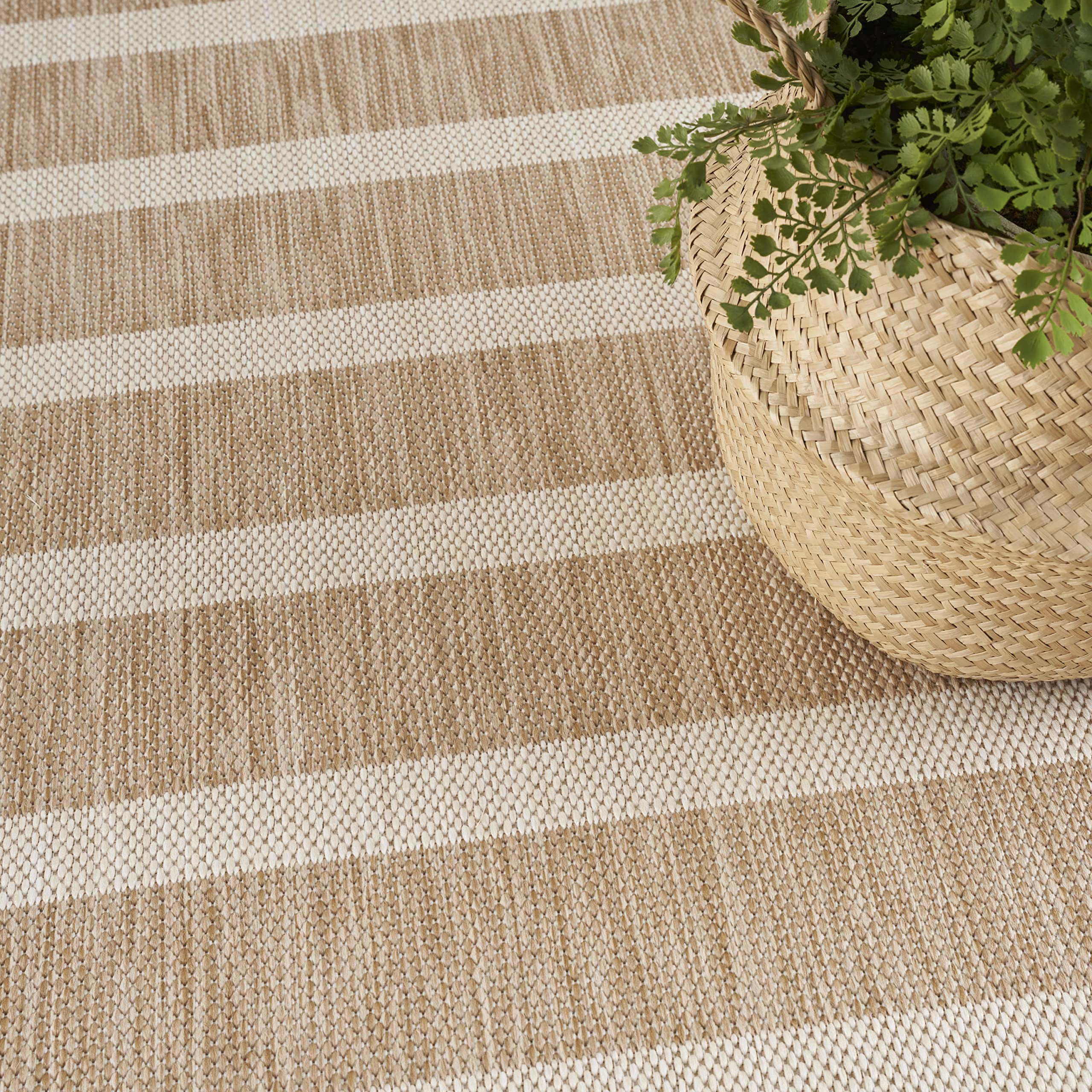 Nourison Positano 8' x 10' Indoor Outdoor Area Rug - Beige Ivory, Easy to Clean, Non-Shedding - Perfect for Bedroom, Living Room, Dining Room, Backyard, Deck & Patio | Durable & Stylish Home Decor for All Seasons