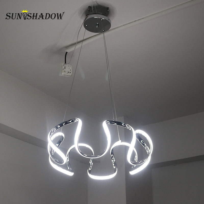 Spiral Wave LED Chandelier - Modern Crystal Ceiling Light Fixture for Dining Room, Living Room & Bedroom | Energy-Efficient Dimmable Lighting for Home Decor