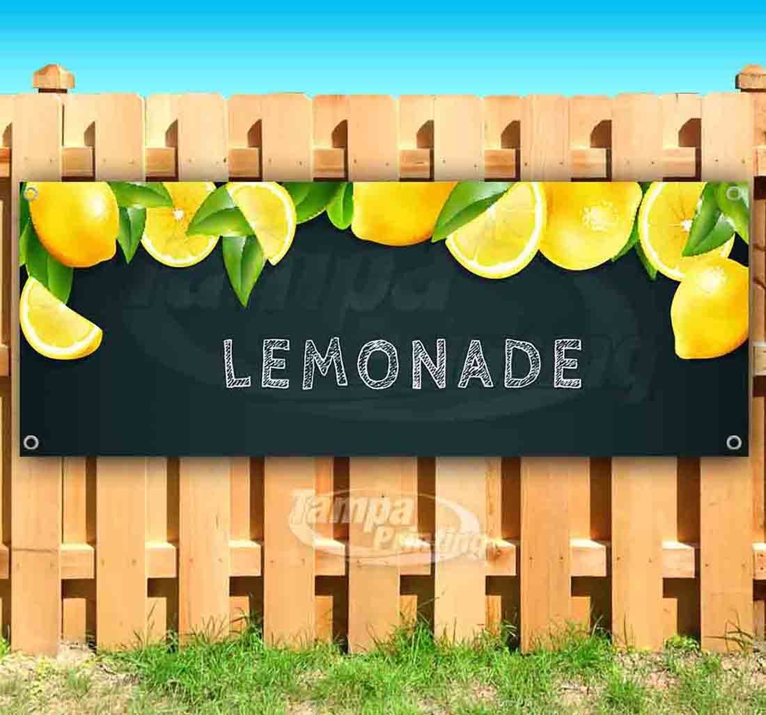 13 oz Heavy-Duty Vinyl Lemonade Banner - Single-Sided with Metal Grommets | Weather-Resistant Non-Fabric Sign | Perfect for Lemonade Stands, Farmers Markets & Outdoor Events
