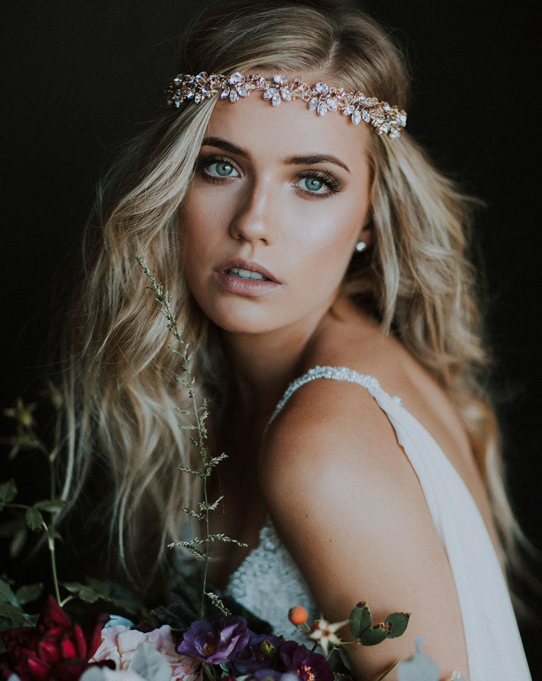 Elegant Bridal Crystal Headband with Chain & Drop Crystals – Perfect for Weddings, Prom & Formal Events | Tiivel by Kezani