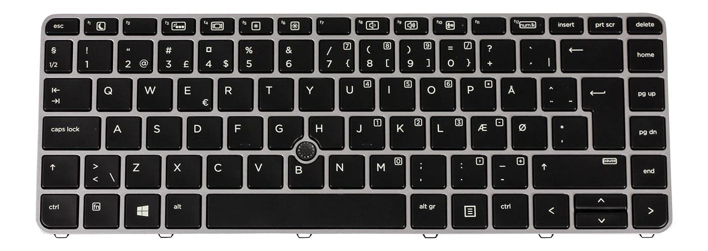 HP 836308-081 Backlit Keyboard (Danish Layout) - Ergonomic USB Wired Keyboard with LED Backlight for Office, Gaming & Home Use
