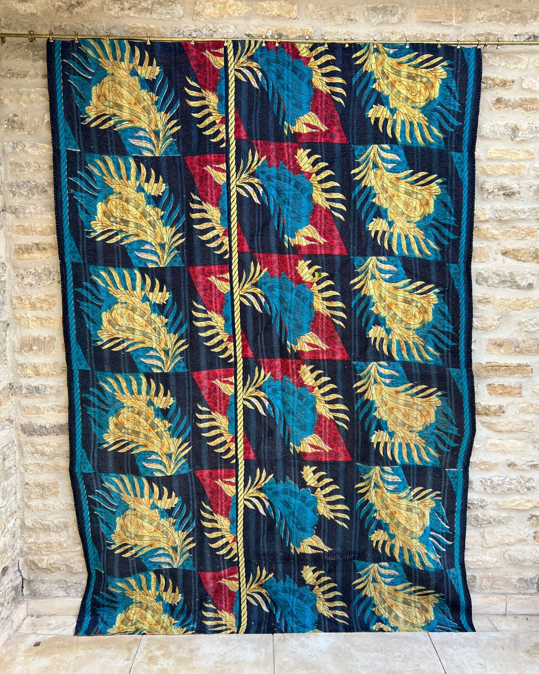 Midweight Kantha Quilt No. 798 - Handmade Cotton Bedspread, Lightweight Throw Blanket for Bed, Sofa & Travel - Boho Chic Home Decor