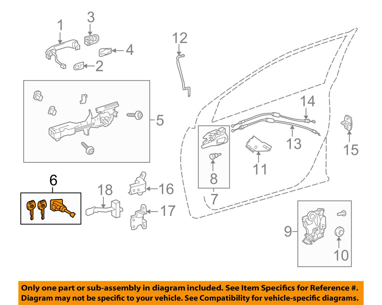 Toyota 69057-0R050 Ignition Switch Lock Cylinder & Key Set Replacement - Compatible with Select Toyota Models - Perfect for Car Security & Ignition System Repair