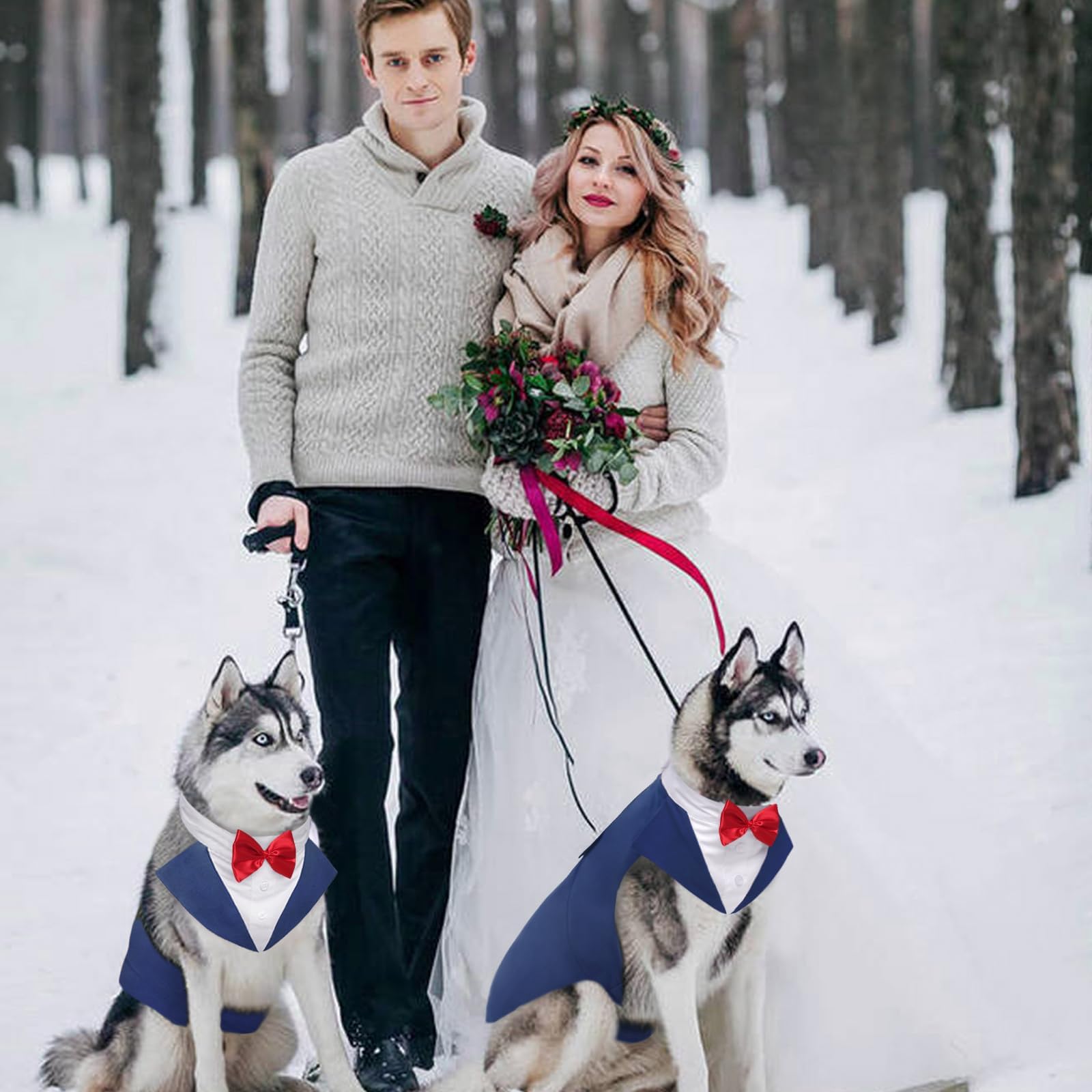 Kuoser Dog Tuxedo Suit & Bandana Set - Formal Wedding Attire for Large & Medium Dogs (Golden Retriever, Samoyed, Bulldog) - Perfect for Weddings, Parties & Special Occasions