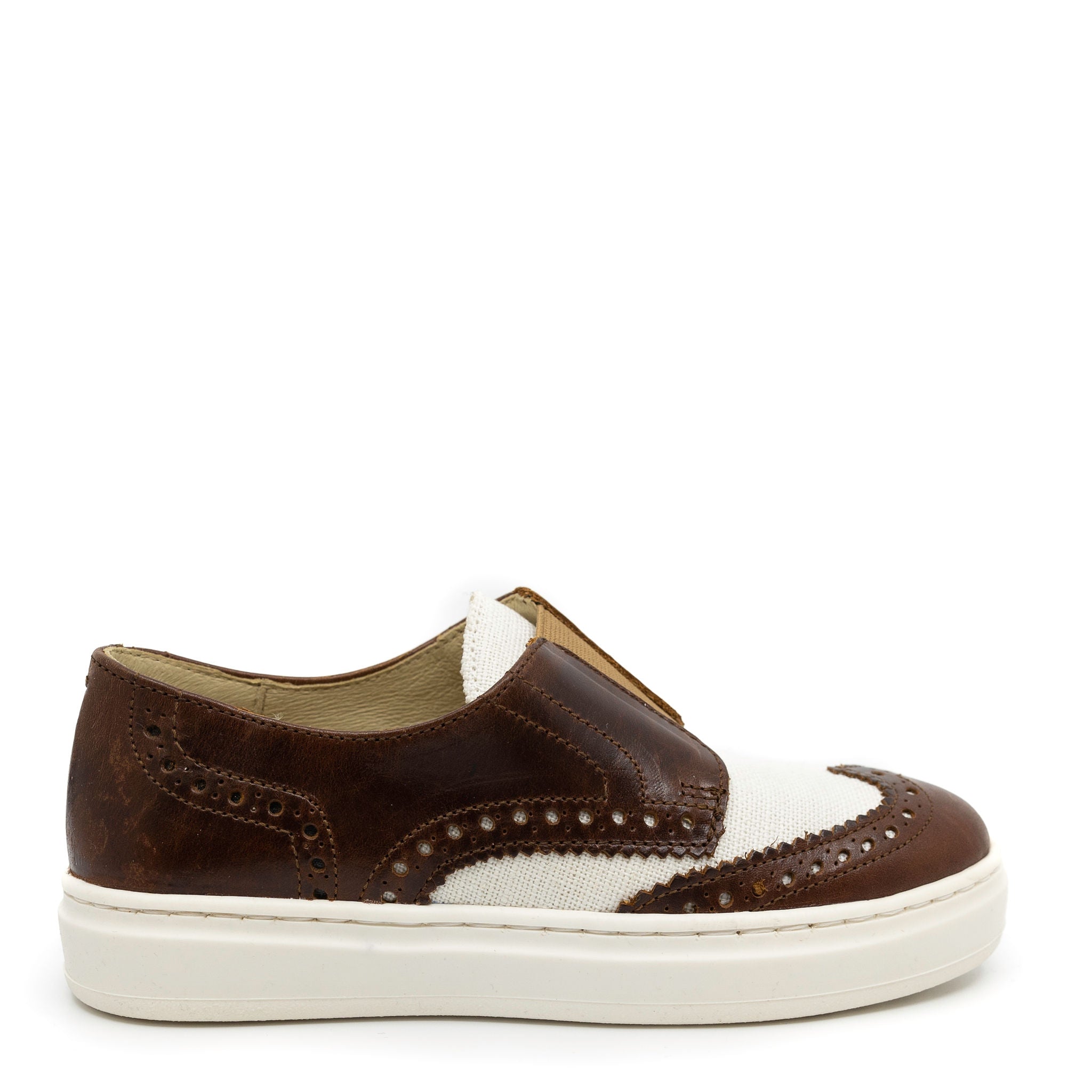 Blublonc Brown & Linen Wingtip Slip-On Sneakers for Men - Comfortable Casual Loafers for Office, Travel & Everyday Wear
