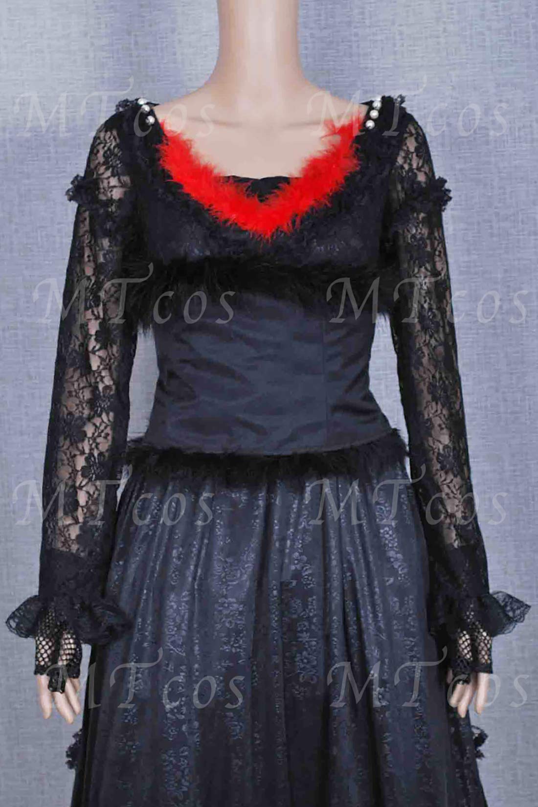 Sweeney Todd Mrs Lovett Cosplay Costume - Victorian Gothic Black Dress with Corset for Halloween, Cosplay Parties & Theatrical Performances