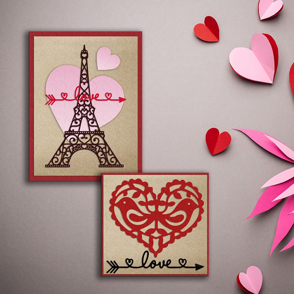 Romantic Love Heart & Eiffel Tower Metal Cutting Dies - Valentine's Day Card Making, Scrapbooking, Photo Album DIY Craft Tools for Embossing & Stenciling - Perfect for Wedding Invitations, Greeting Cards & Home Decor