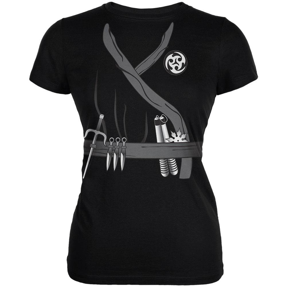 Halloween Ninja Assassin Costume for Women - Black Soft Cotton T-Shirt - Perfect for Cosplay, Halloween Parties & Themed Events