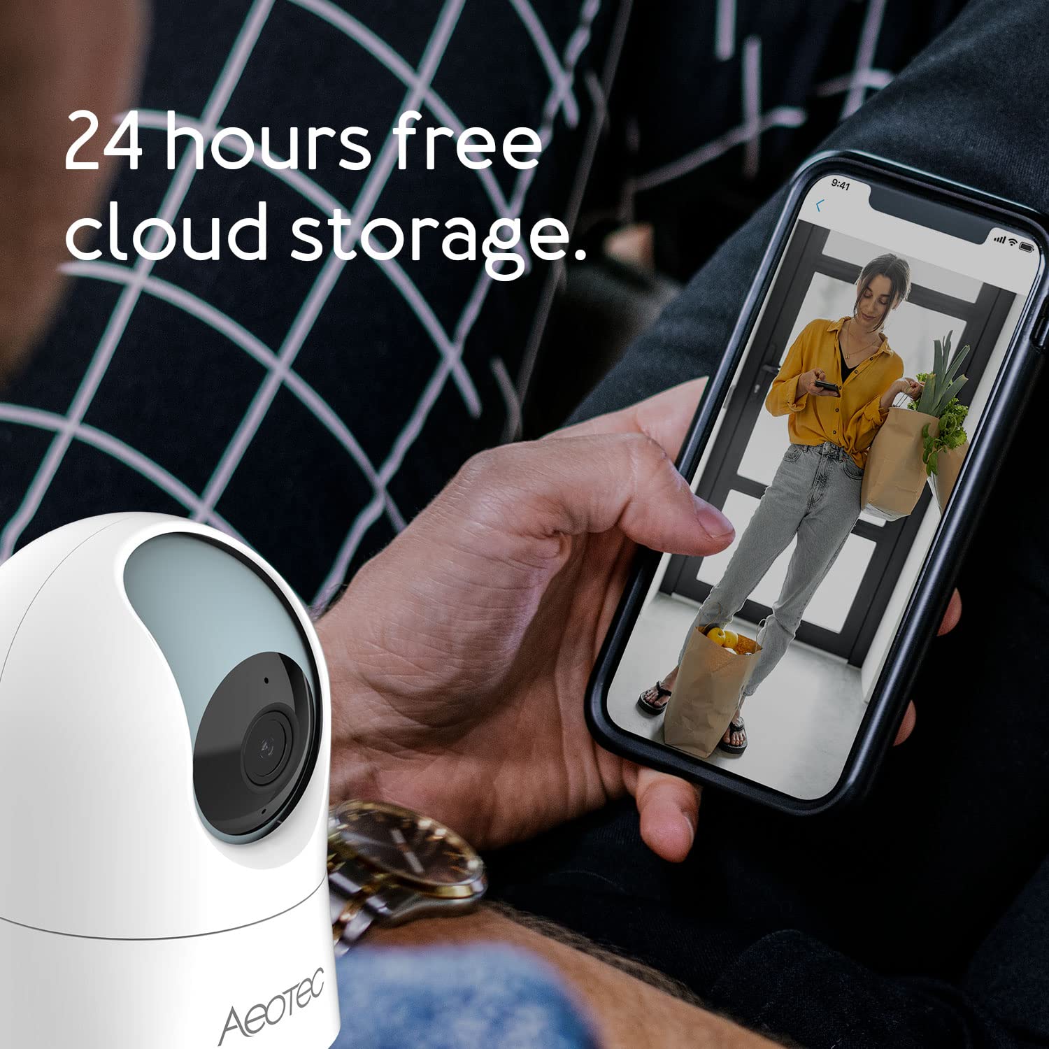 Aeotec SmartThings WiFi IP Security Camera - 1080p Full HD, Night Vision, 360° Panoramic View, Person Detection, Motion Tracking & 2-Way Audio - Ideal for Home, Office & Baby Monitoring