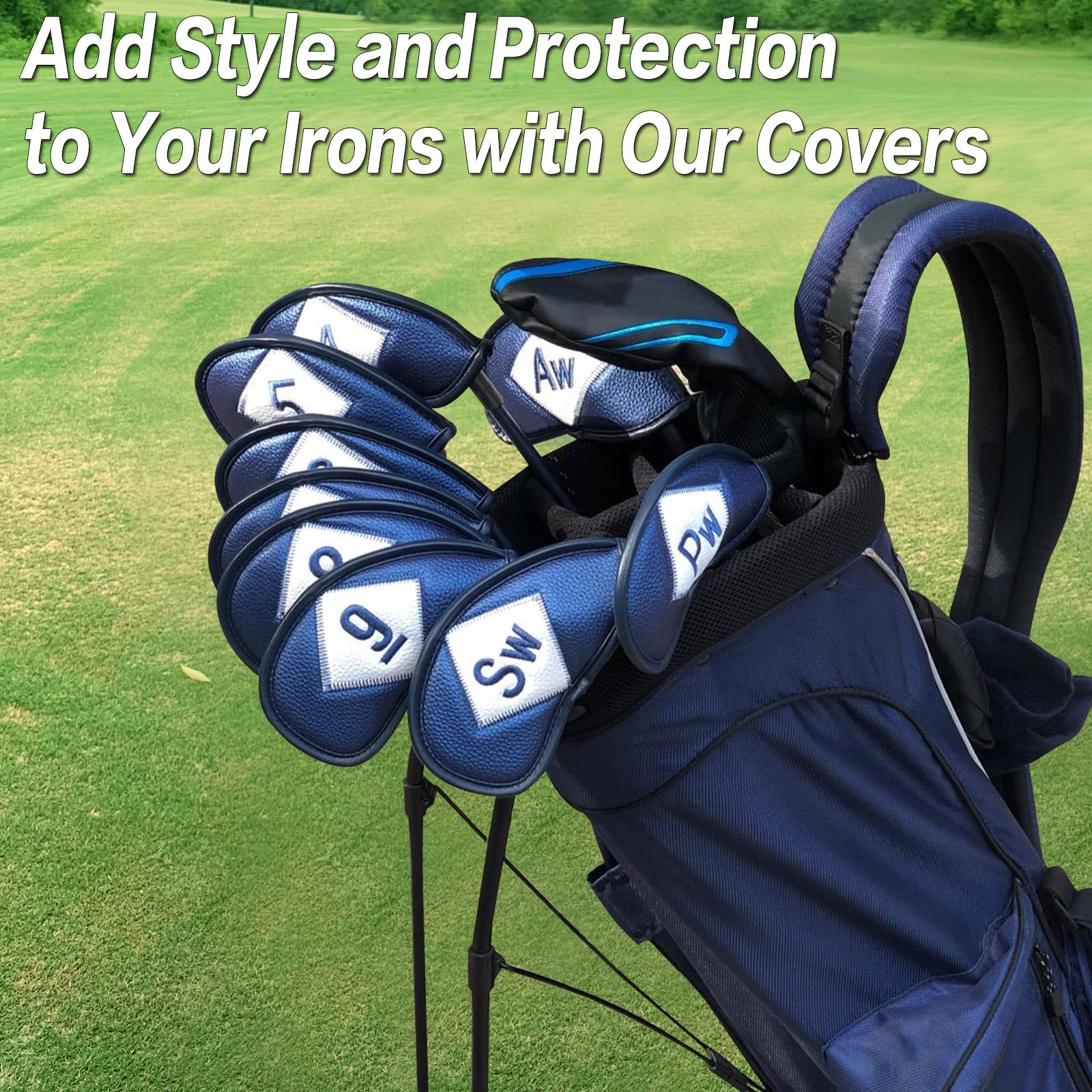Premium 12-Piece Synthetic Leather Golf Iron Head Covers Set - Universal Fit for All Major Iron Clubs | Durable Protection for Golf Equipment | Perfect Golf Gift for Men & Women | Ideal for Driving Range, Course Play & Club Storage
