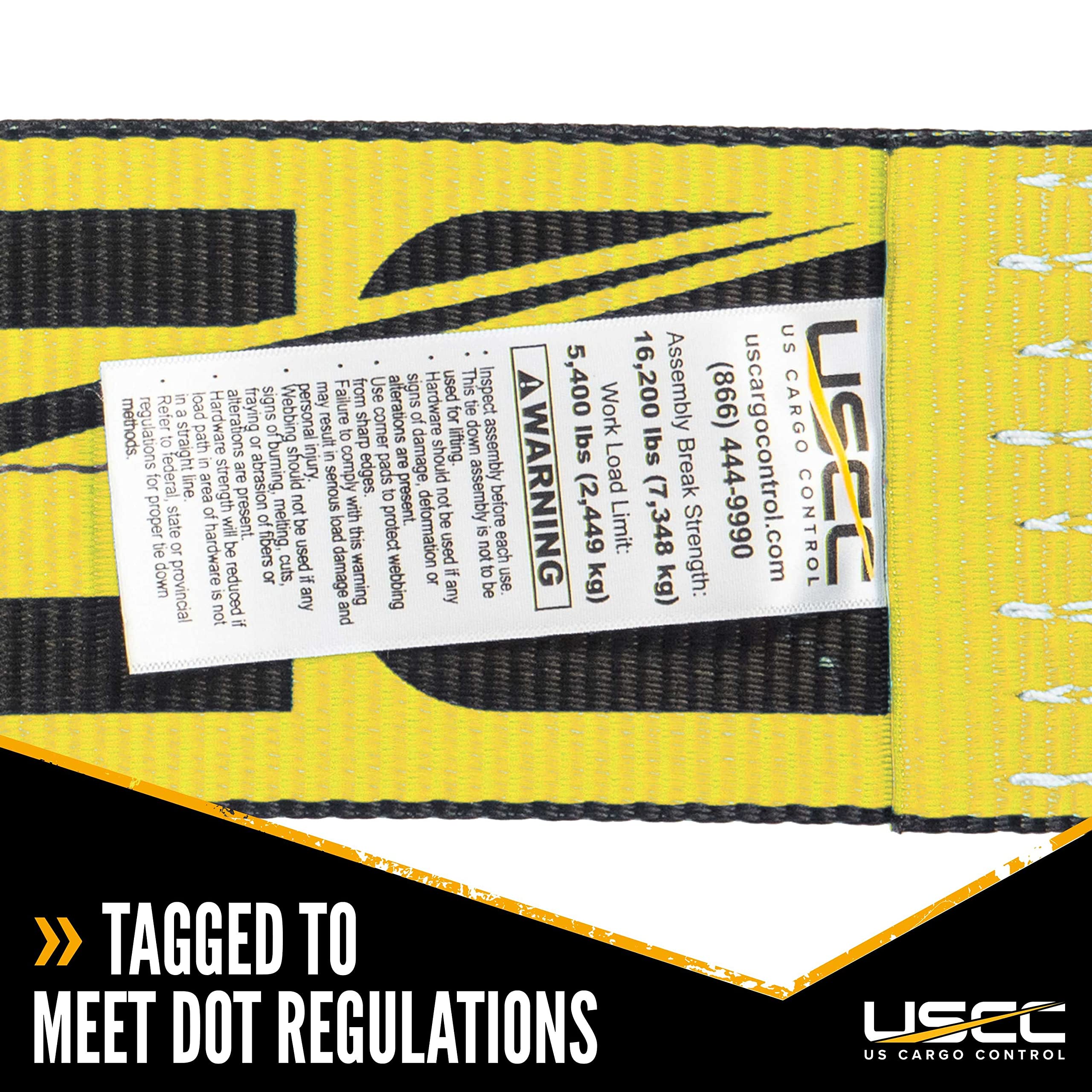 4 Inch x 40 Foot Heavy Duty Yellow Ratchet Strap with Flat Hooks - US Cargo Control - Secure Loads for Trucks, Trailers & Moving - Perfect for Transporting Furniture, Equipment & Motorcycles
