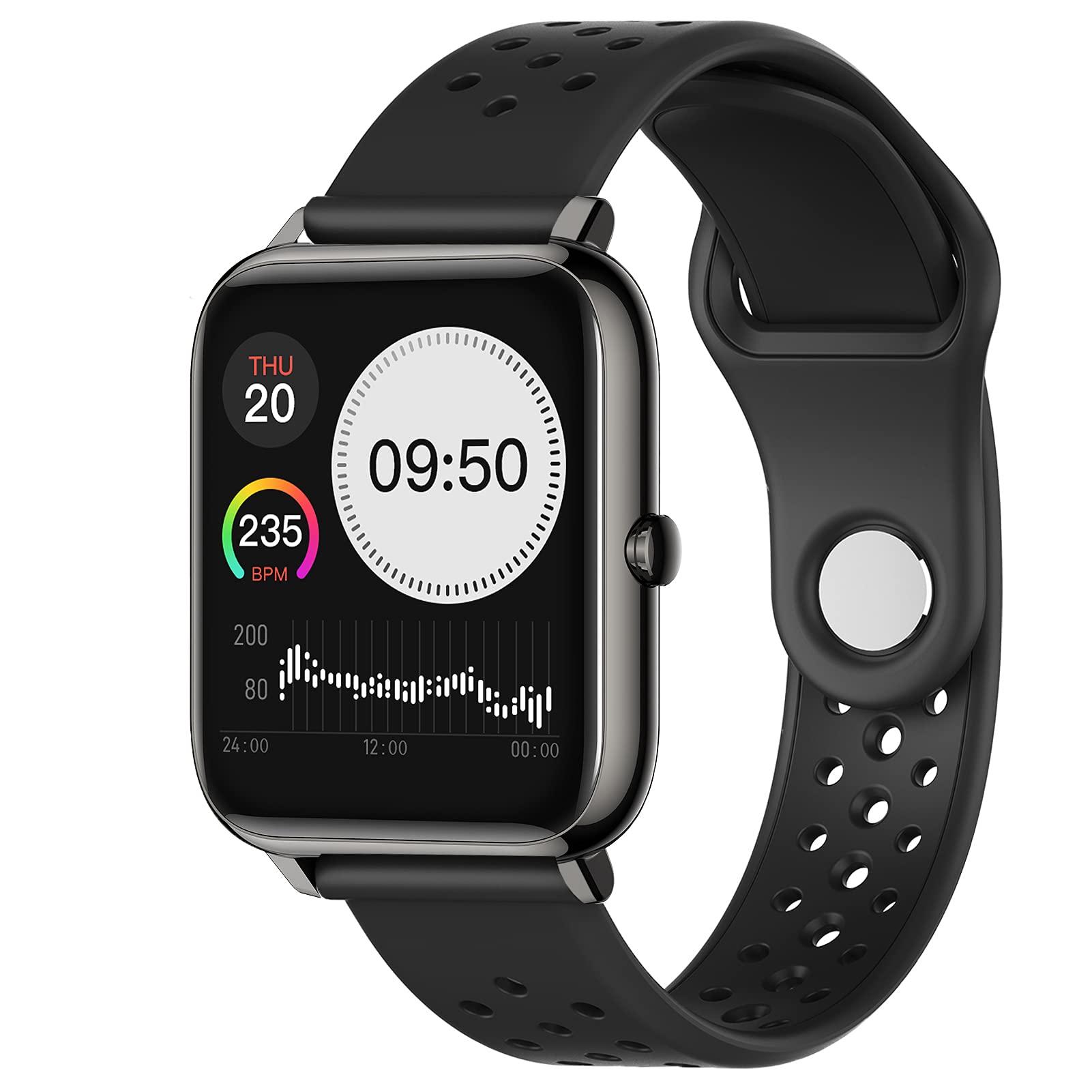 Cosbary Smart Watch for Women & Men - Heart Rate, Blood Pressure, Blood Oxygen Monitor, Sleep & Fitness Tracker - Compatible with iPhone & Android (Black) - Perfect for Workouts, Running & Daily Health Tracking