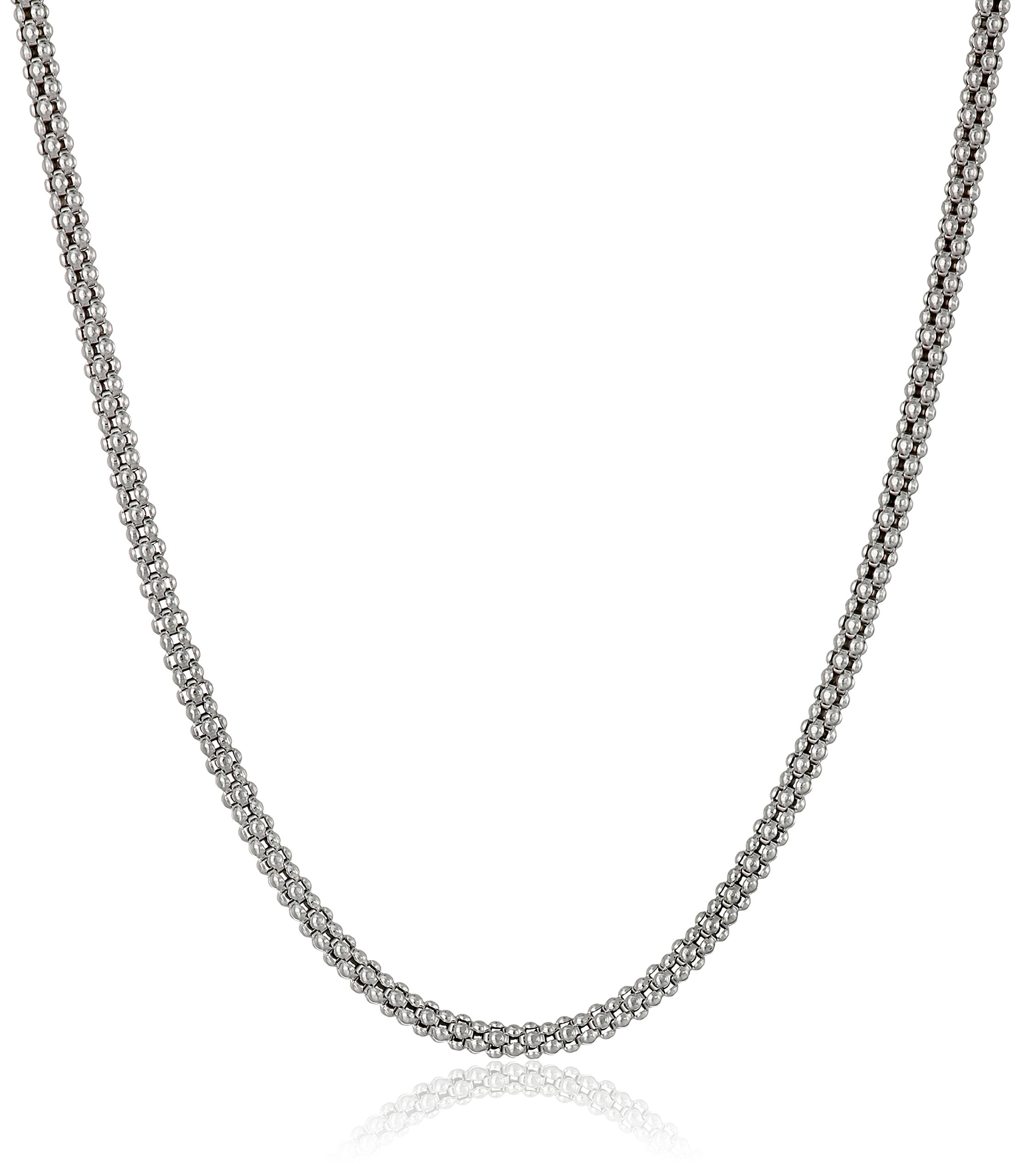 Sterling Silver Italian 1.65mm Popcorn Chain Necklace 30 Inch - Elegant Layered Necklace for Women, Perfect for Everyday Wear, Parties & Gifts