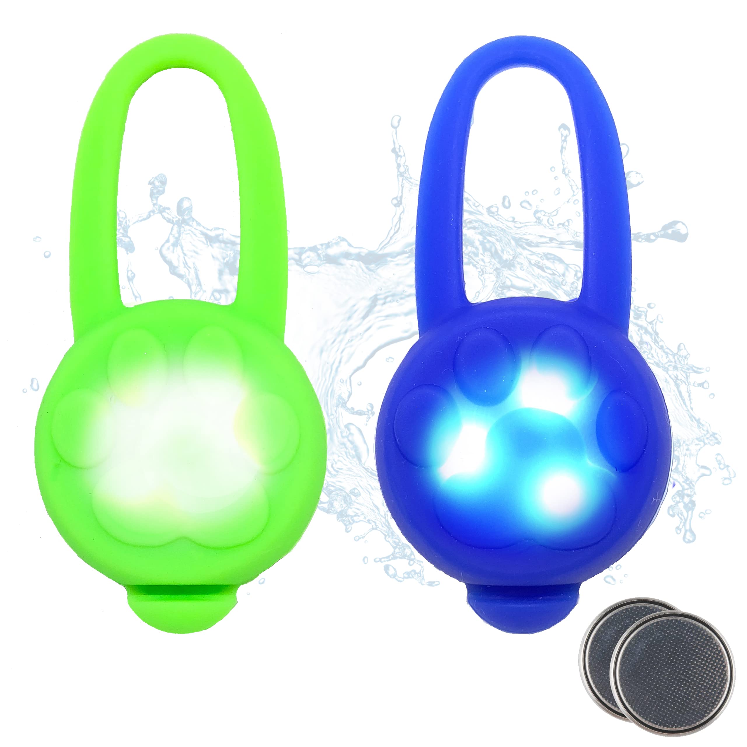 Hunter Paisley Premium LED Dog Collar Light - 2 Pack Waterproof, Super Bright Pet Safety Light for Night Walking - Attaches to Collar, Leash or Harness - Includes Extra Batteries & 12 Color Options - Perfect for Evening Walks, Jogging & Outdoor Adventures