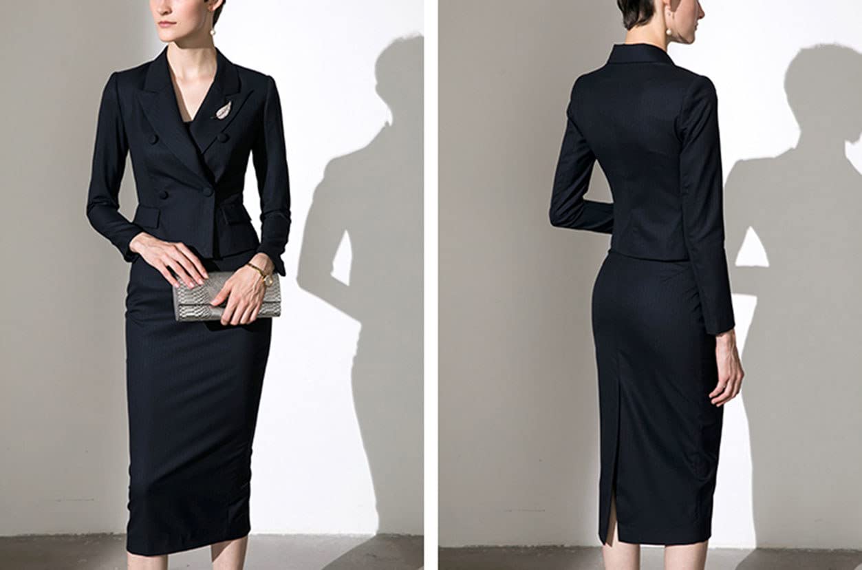 Women's 2-Piece Business Suit Set - Professional Office Blazer & Skirt Formal Wear (Striped) | Perfect for Corporate Meetings, Interviews & Office Work